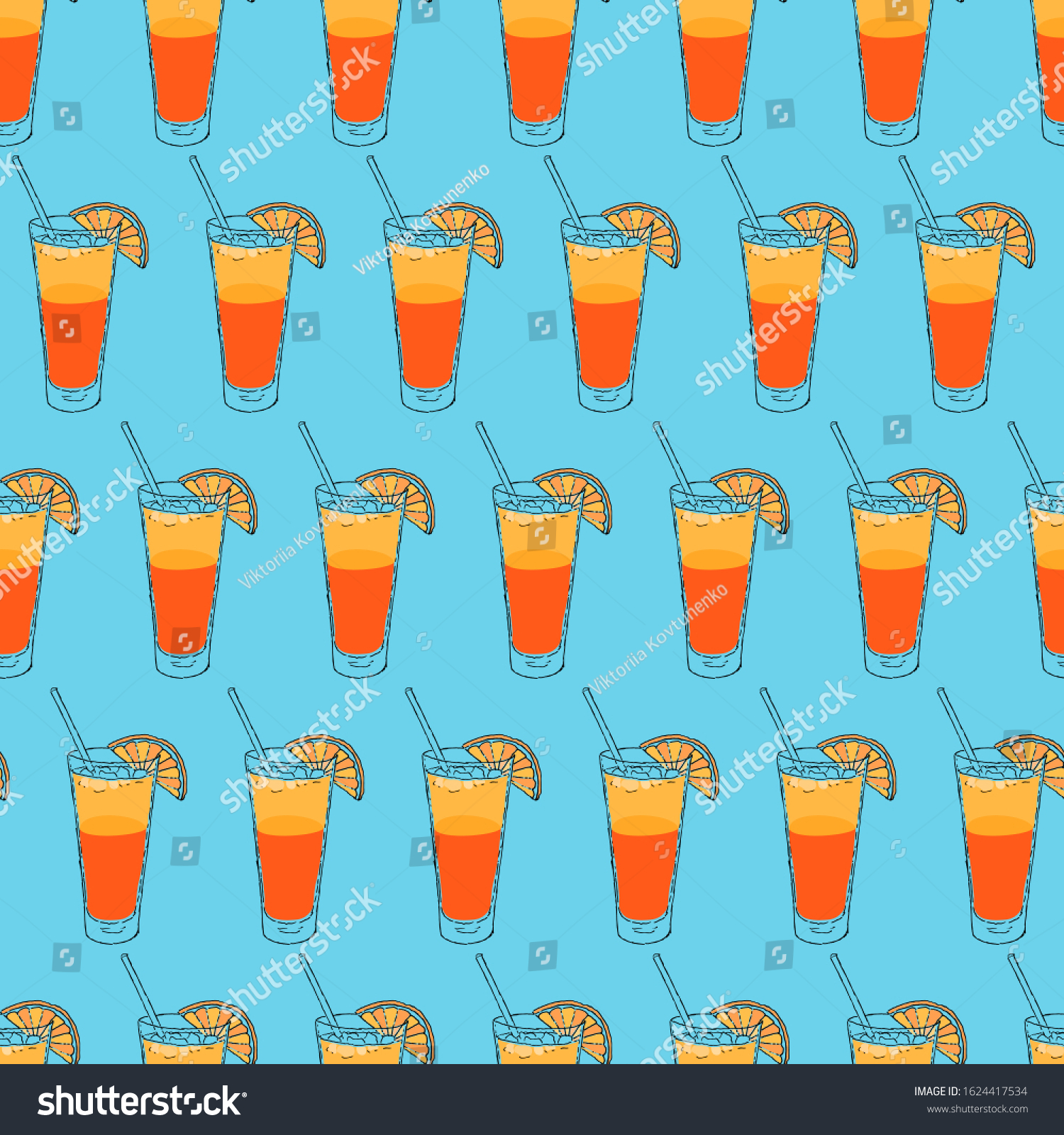 Sex On Beach Cocktail Seamless Pattern Stock Vector Royalty Free 1624417534 Shutterstock 8957