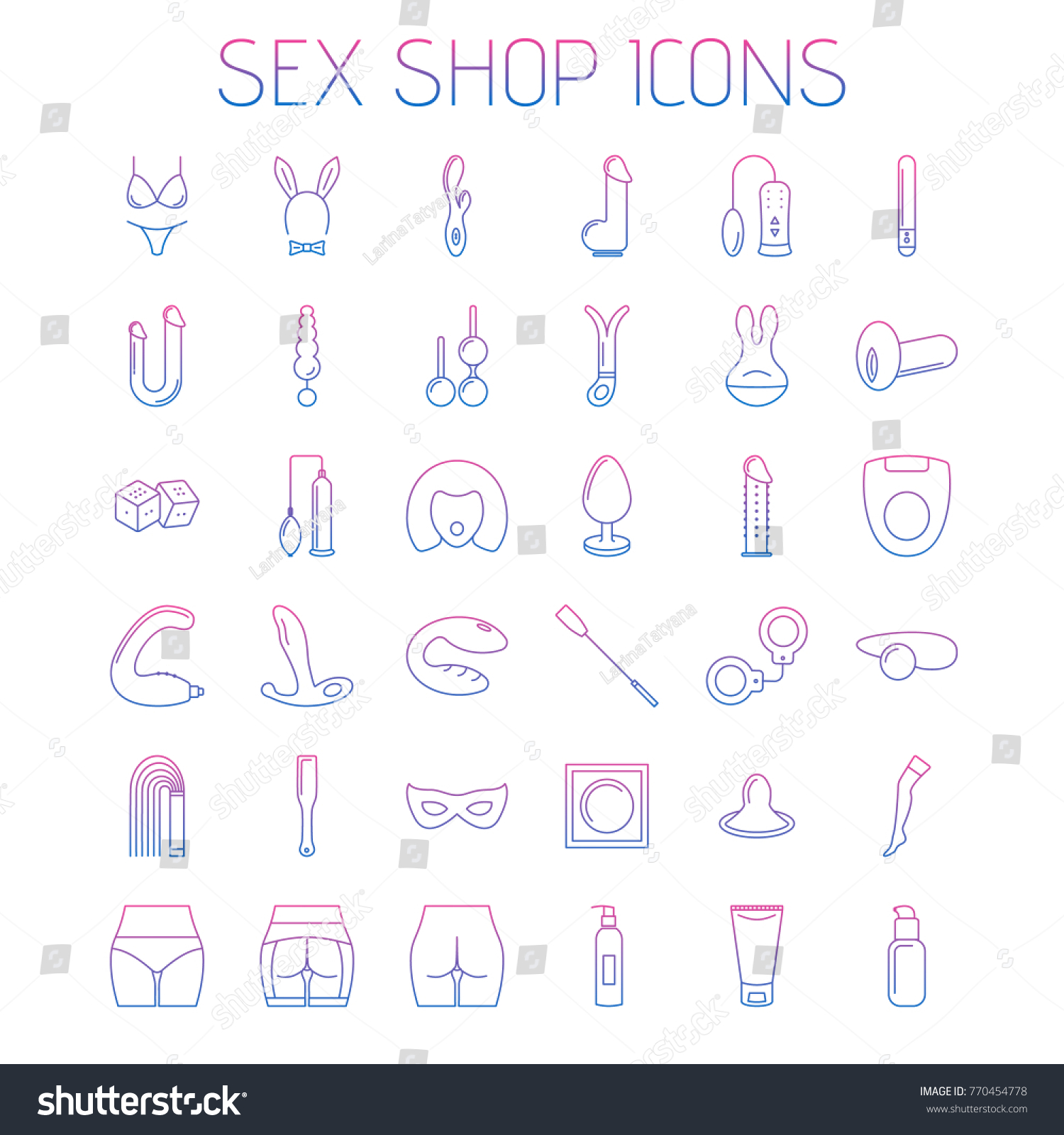 Sex Shop Line Icons Isolated On Stock Vector 770454778 Shutterstock 3502