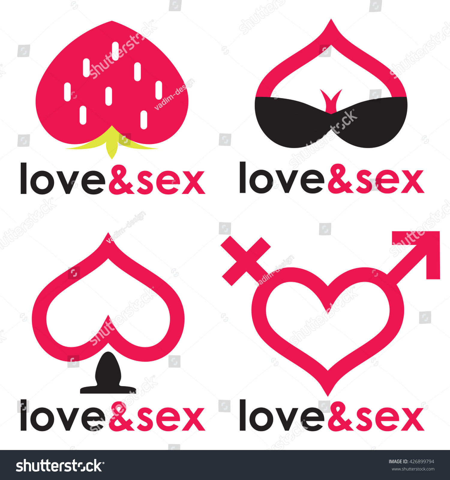 Sex Shop Logo Hearts Collection Stock Vector Royalty Free 426899794 Shutterstock 4361