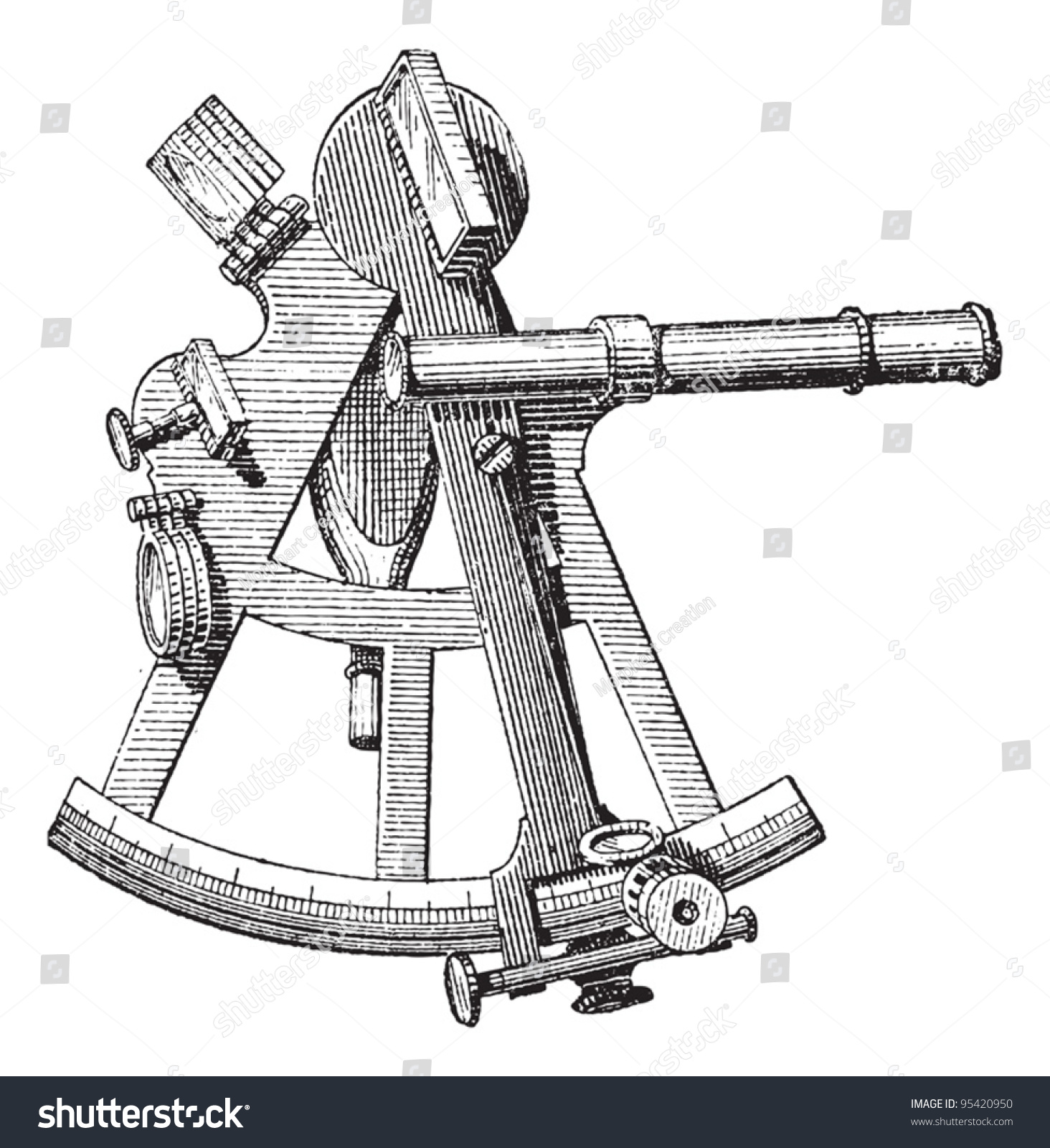 Sextant Isolated On White Vintage Engraved Stock Vector 95420950 Shutterstock