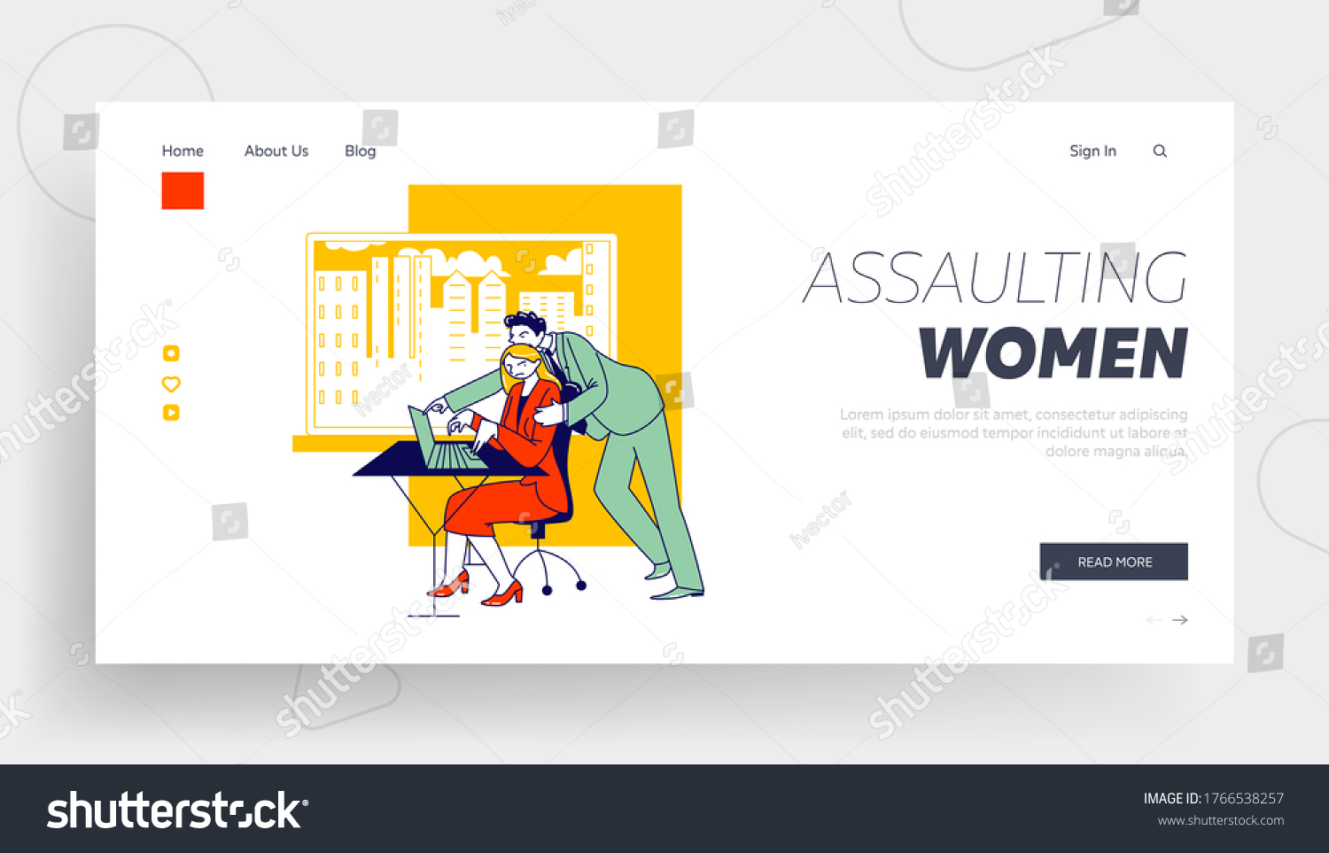 Sexual Assault Harassment Landing Page Template Stock Vector (Royalty ...