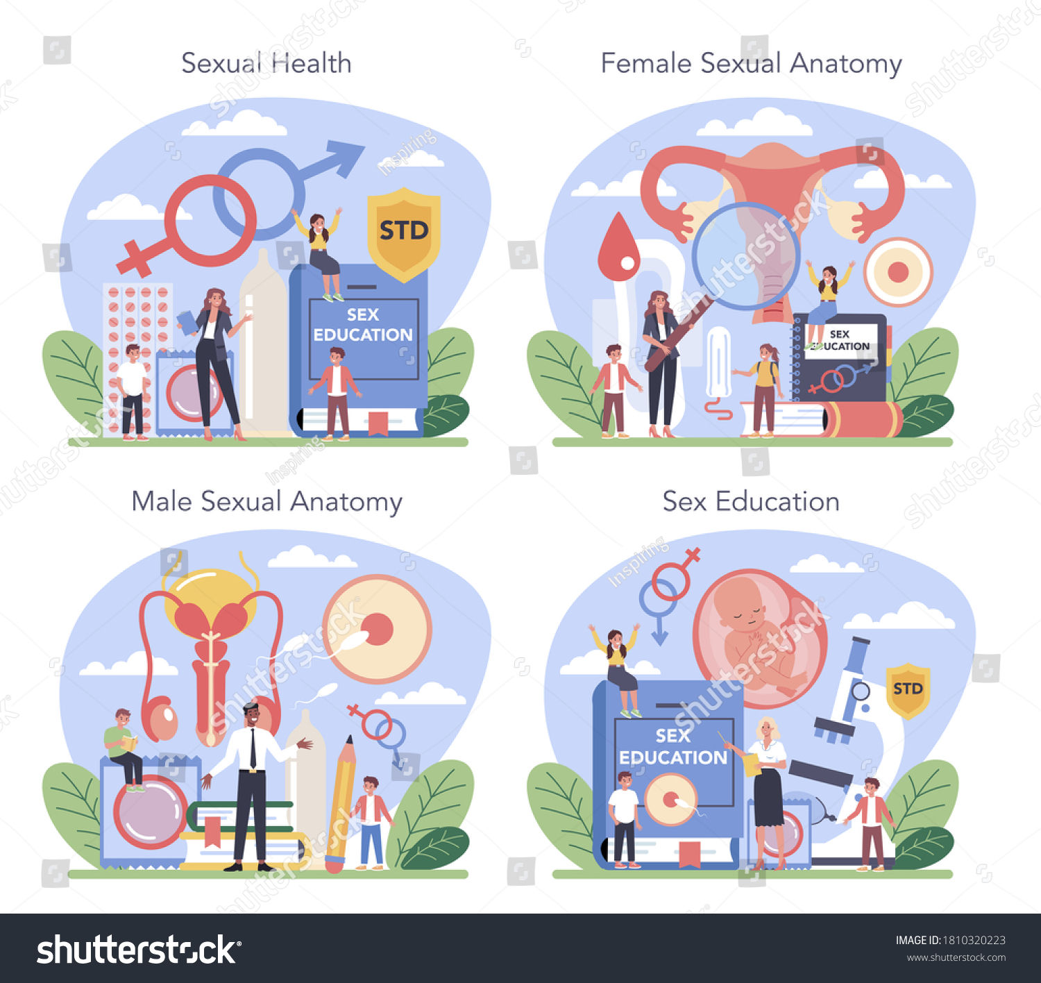 Sexual Education Concept Set Sexual Health Stock Vector Royalty Free