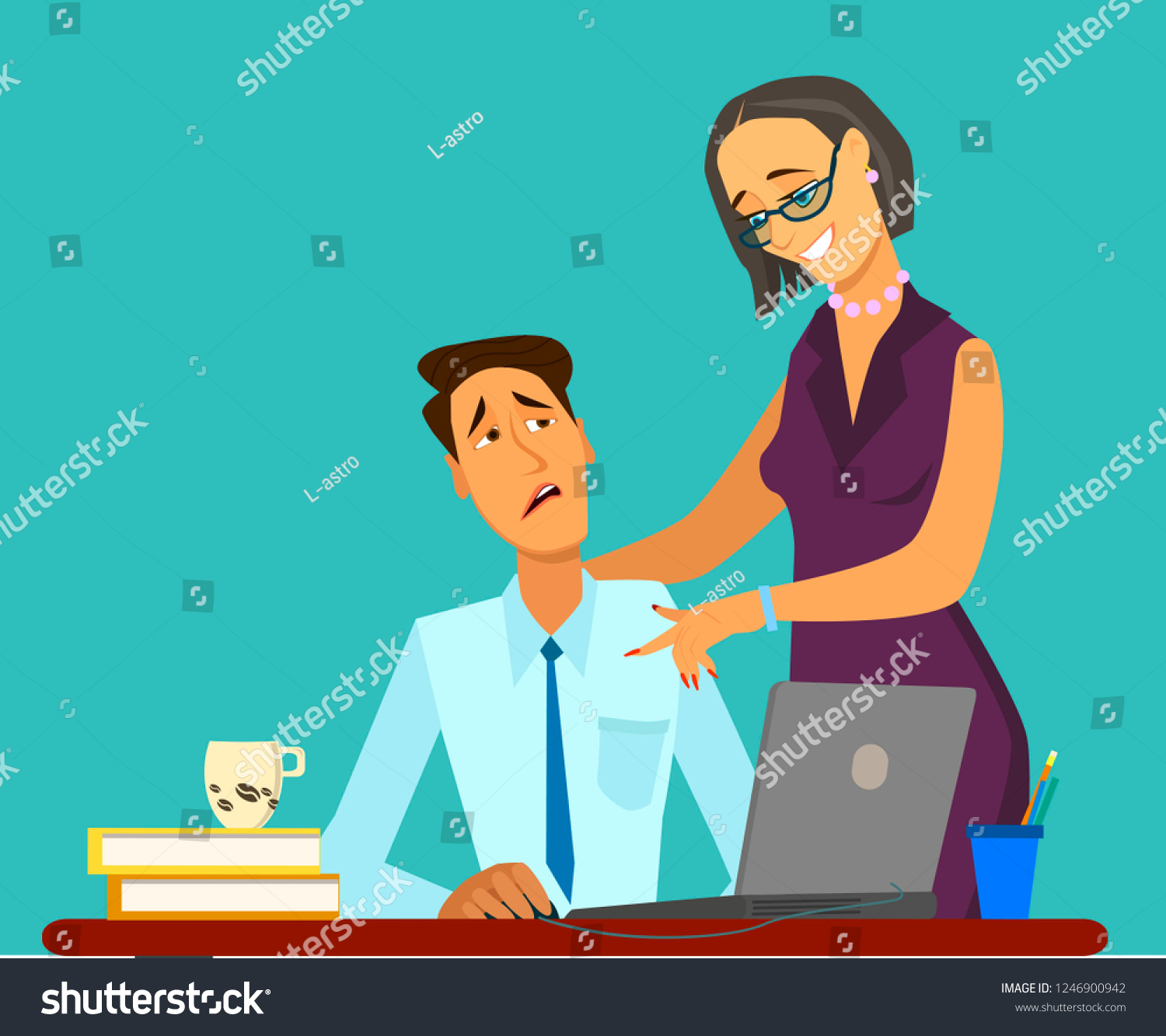 Sexual Harassment Work Office Woman Her Vetor Stock Livre De Direitos 1246900942