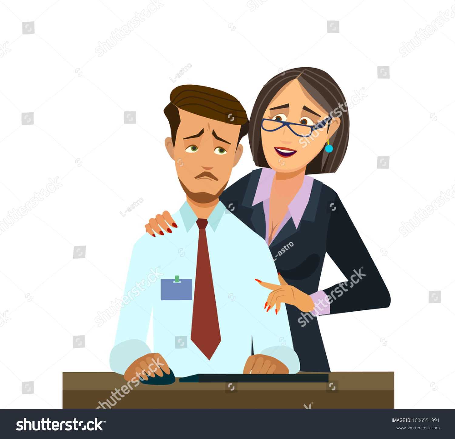 Sexual Harassment Work Office Woman Her Vector De Stock Libre De Regalías 1606551991 