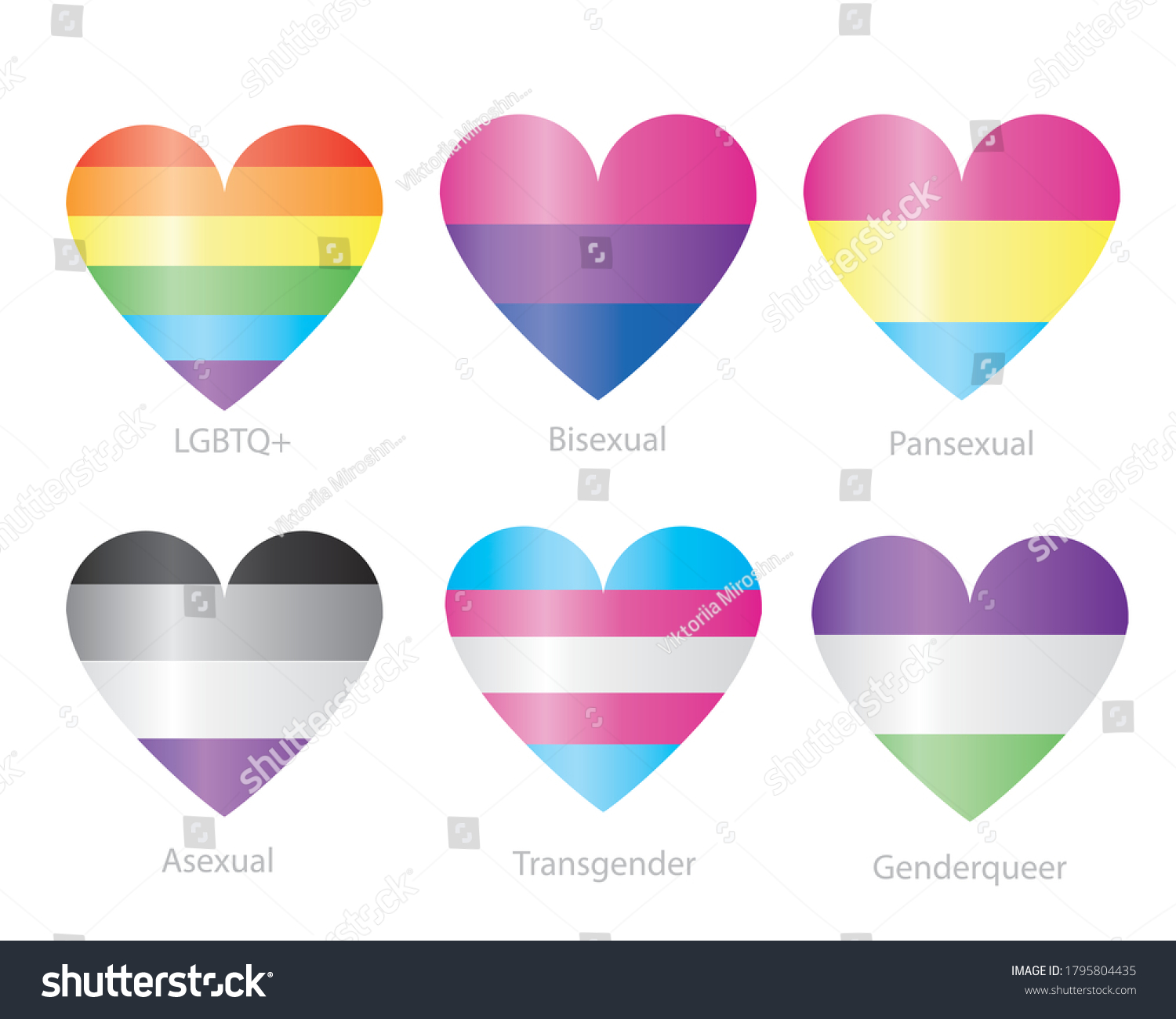 Sexual Identity Pride Flags Set Isolated เวกเตอร์สต็อก ปลอดค่า