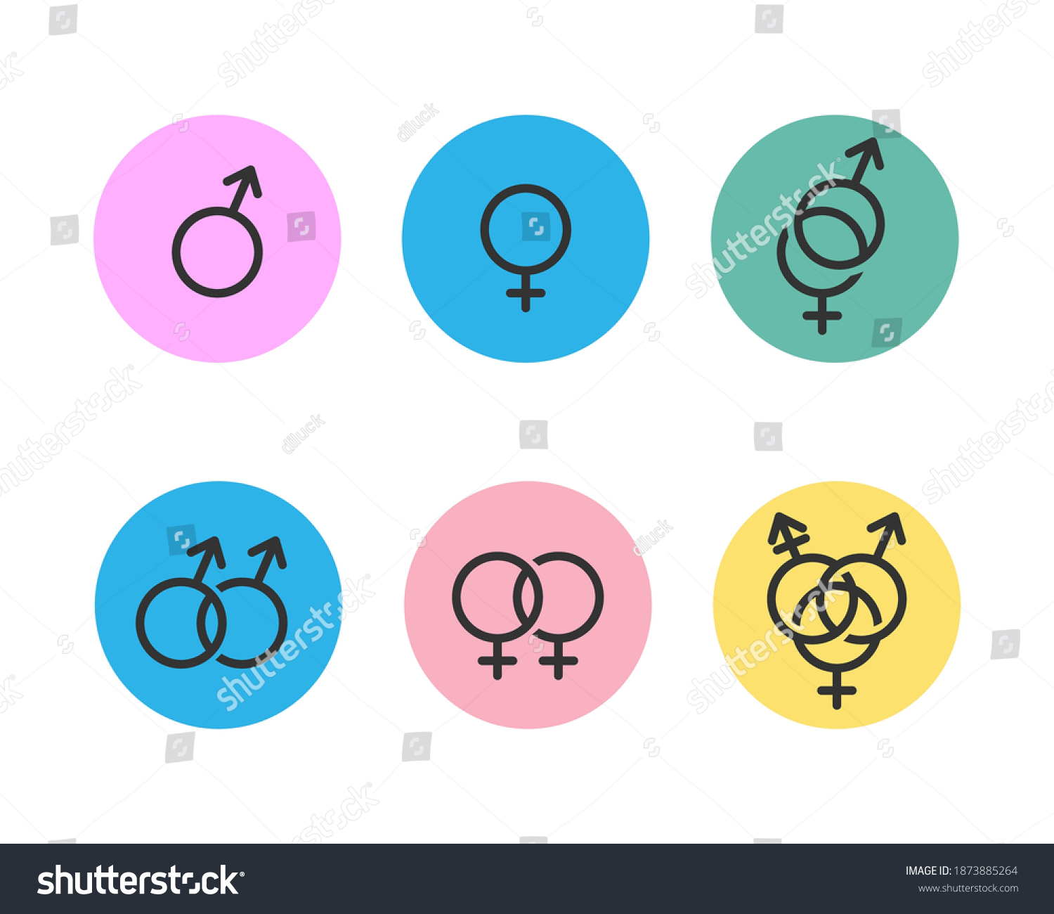 Sexual Identity Symbols Set Vector Illustration เวกเตอร์สต็อก ปลอดค่าลิขสิทธิ์ 1873885264 9663