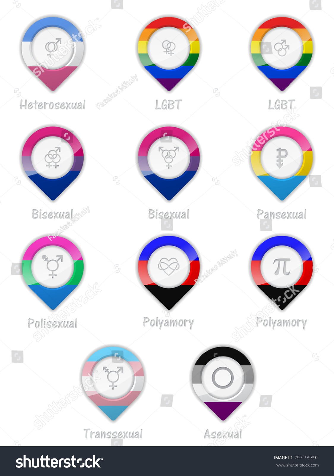 Sexual Orientation Symbols Flags Represented Pointers Vector De Stock Libre De Regalías 297199892 