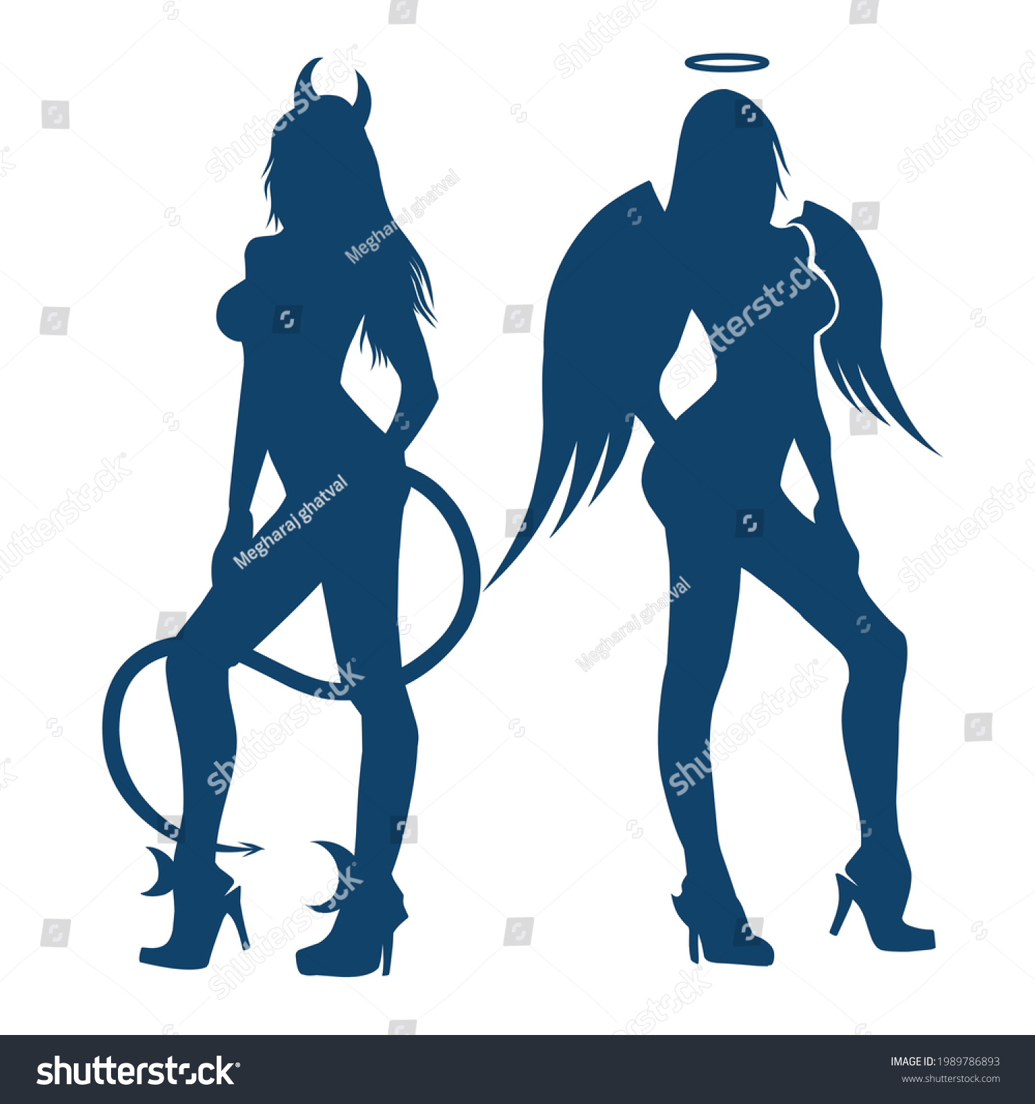 Sexy Angel Devil Vectorillustrations Art Graphic Vetor Stock Livre De