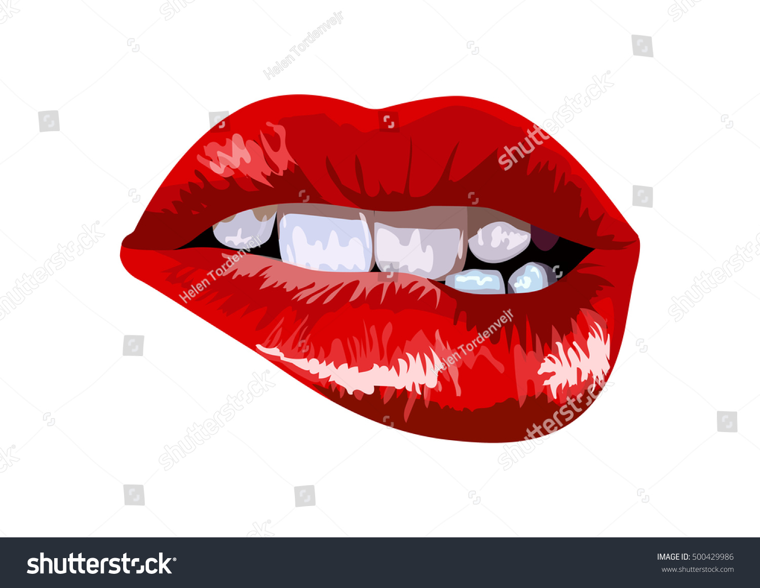 Sexy Biting Lips On White Backgroundvector Stock Vector 500429986 Shutterstock 