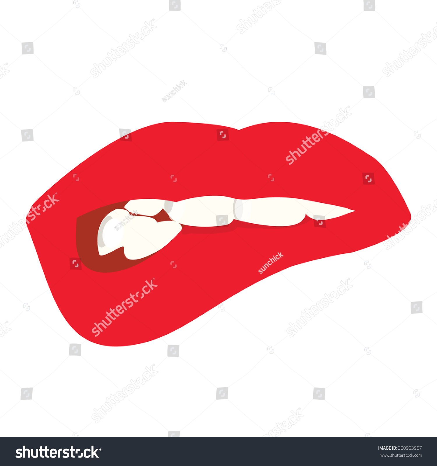 Sexy Biting Red Lips Stock Vector Illustration 300953957 Shutterstock