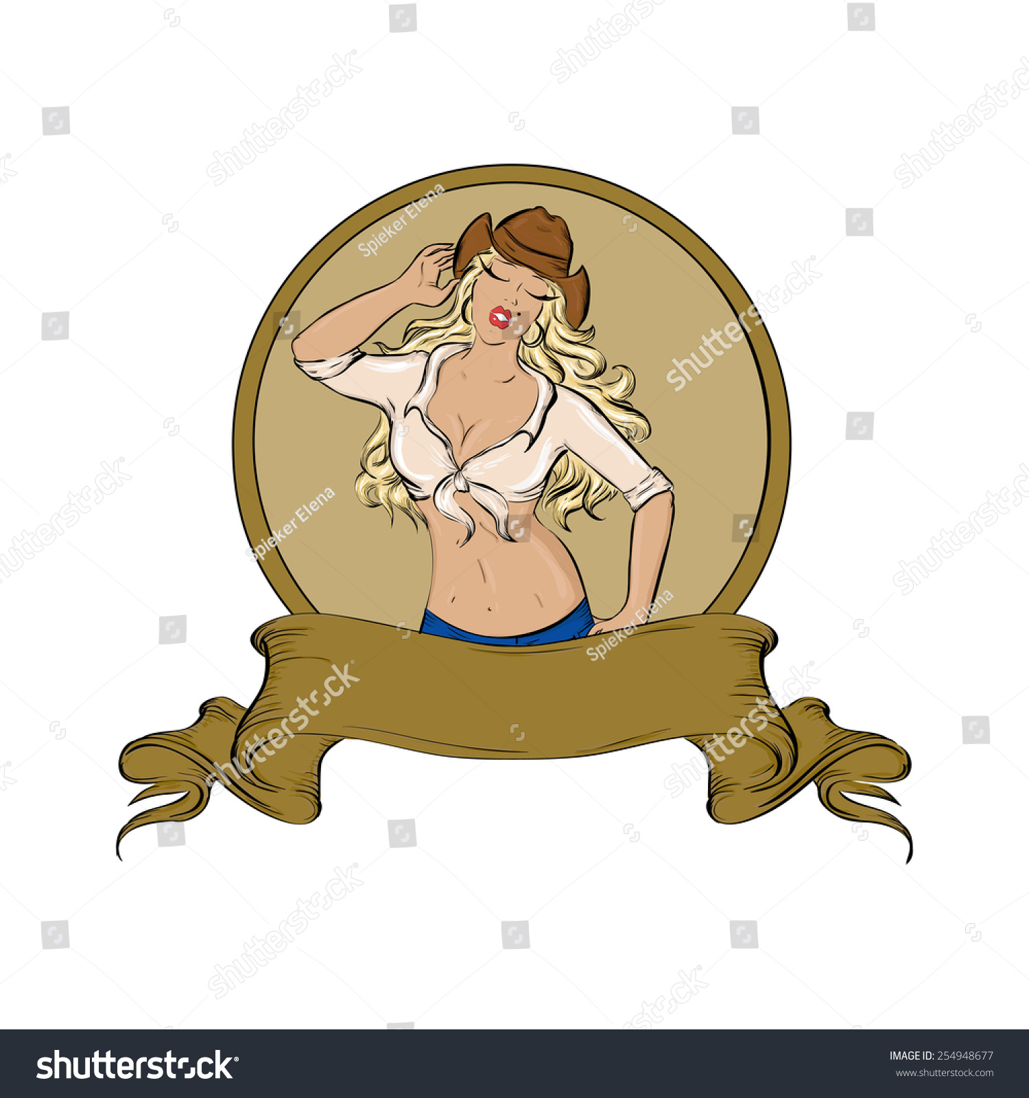 Sexy Cowgirl Vector Illustration Ribbon Banner Stock Vector Royalty Free Shutterstock