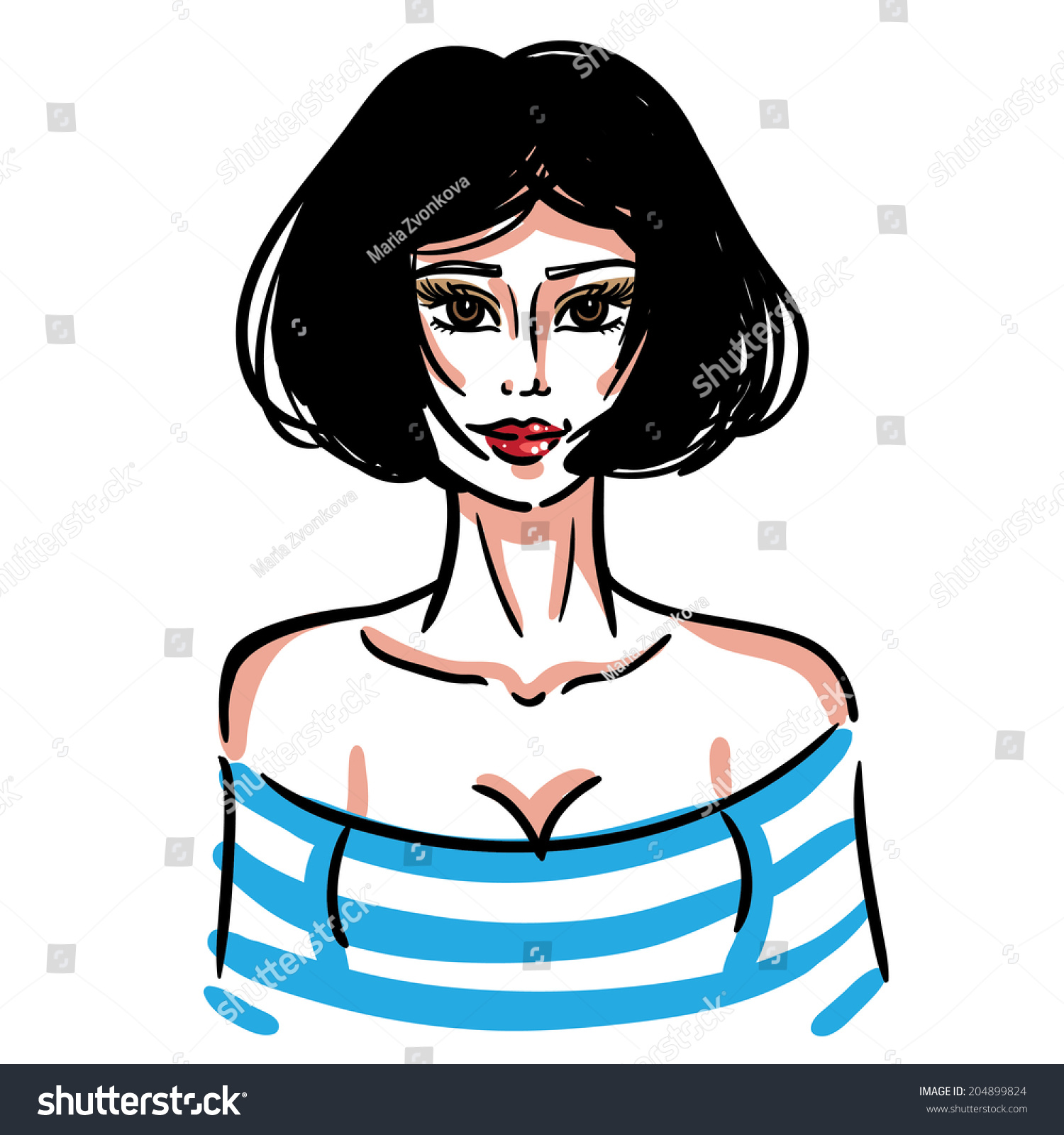 Sexy Fashion Girl Sketch Hand Drawn Stock Vector Royalty Free