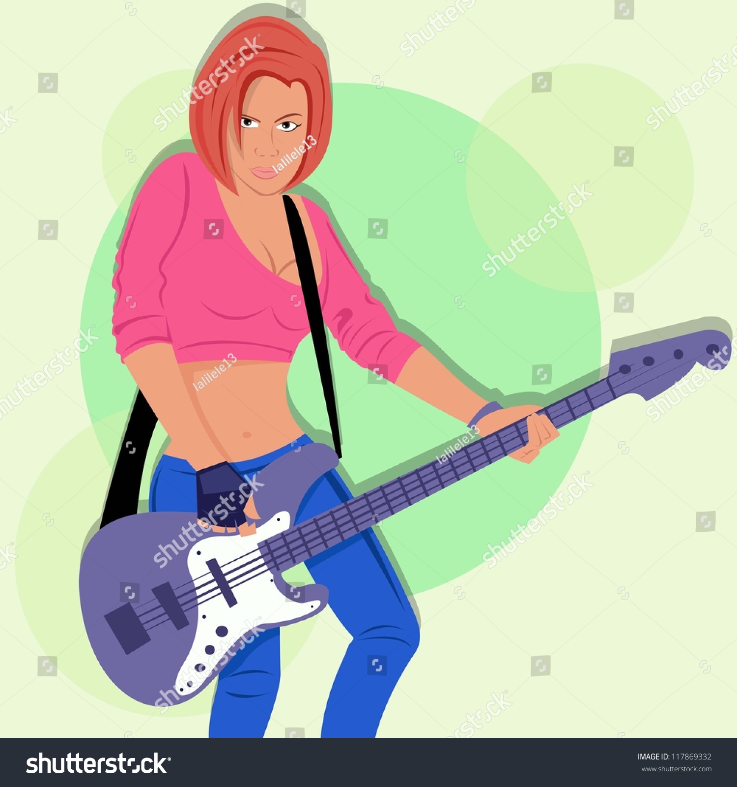 Sexy Female Bass Player Stock Vector Illustration 117869332 : Shutterstock