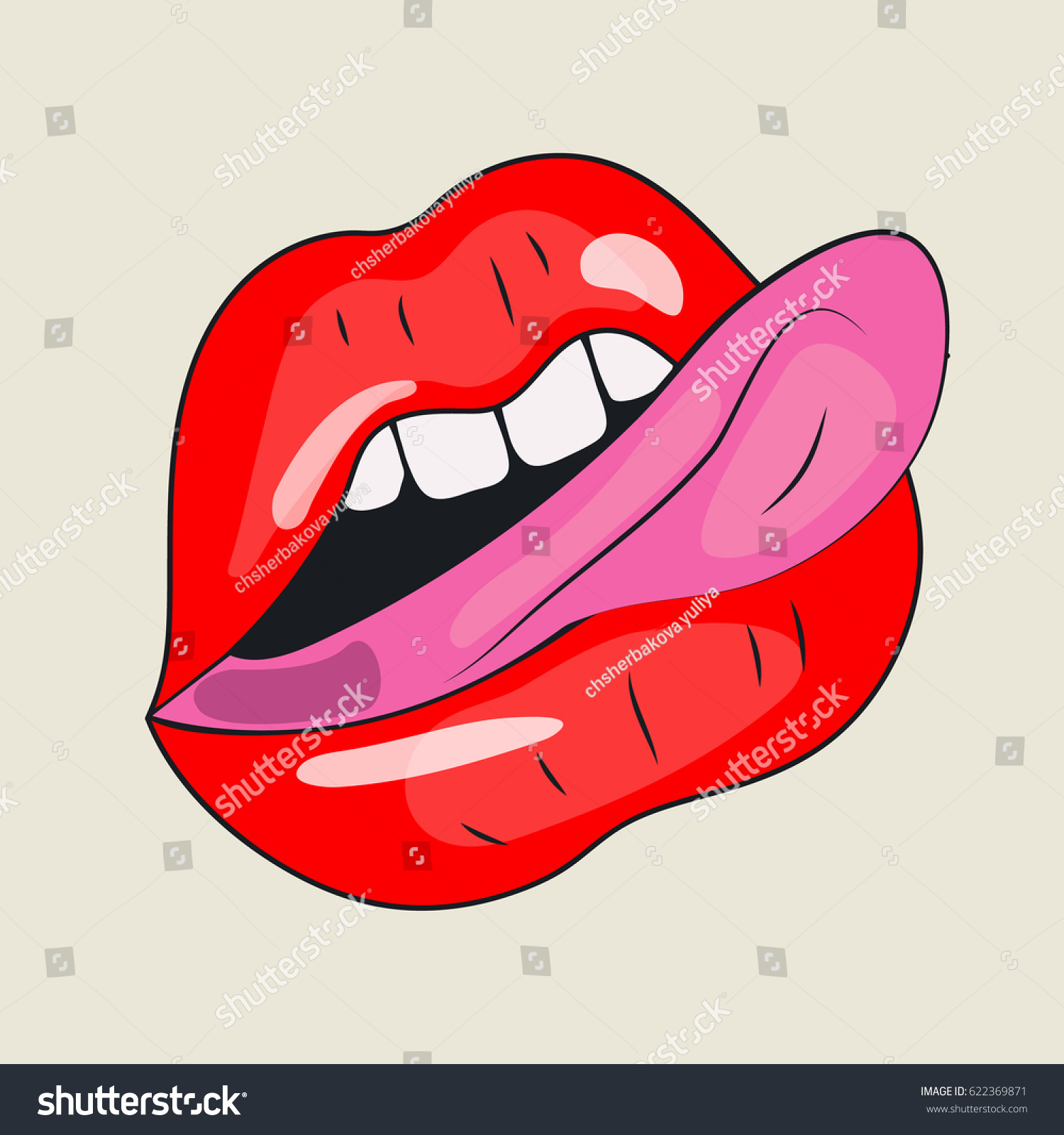 Sexy Female Lips Tongue Isolated Retro Stock Vector (Royalty Free ...