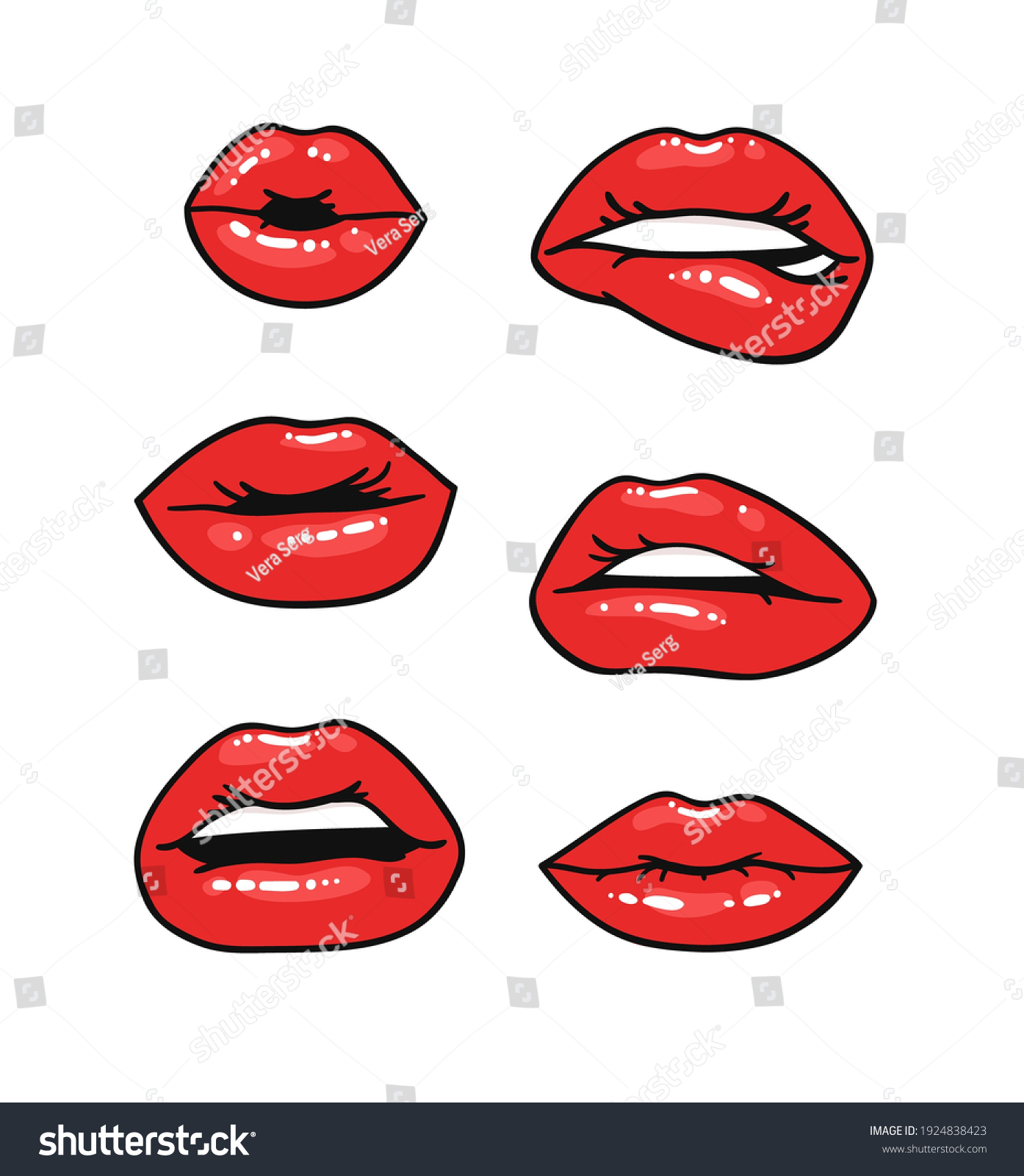 Sexy Female Lips Gloss Red Lipstick Stock Vector Royalty Free 1924838423