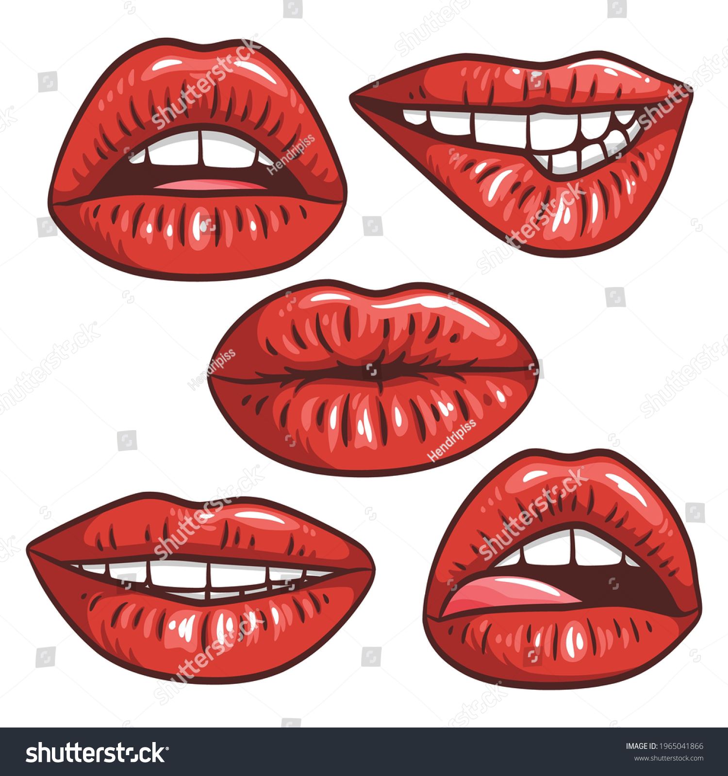 Sexy Female Lips Red Lipstick Vector Stock Vector Royalty Free 1965041866