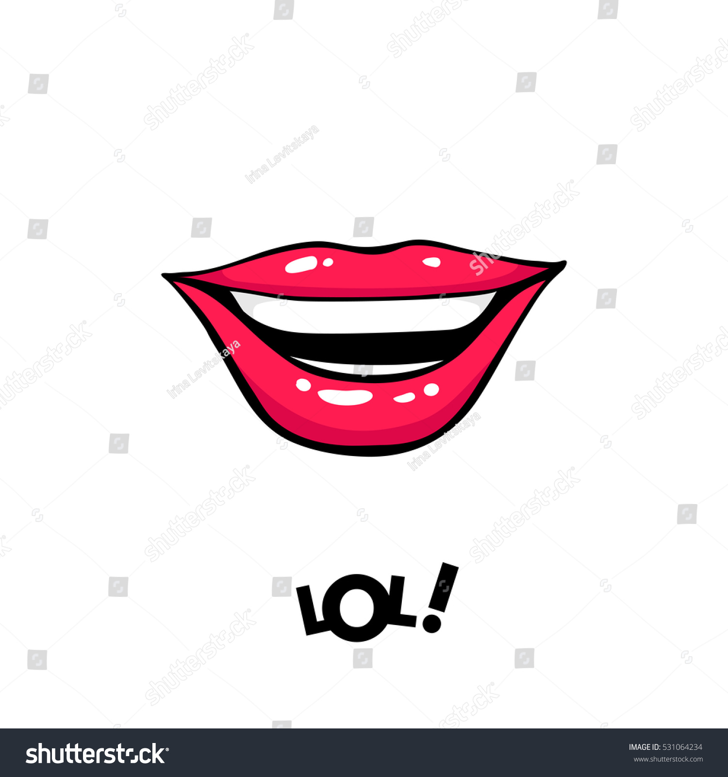 Vektor Stok Sexy Female Mouth Laughing Lol Lettering Tanpa Royalti 531064234 Shutterstock 3293