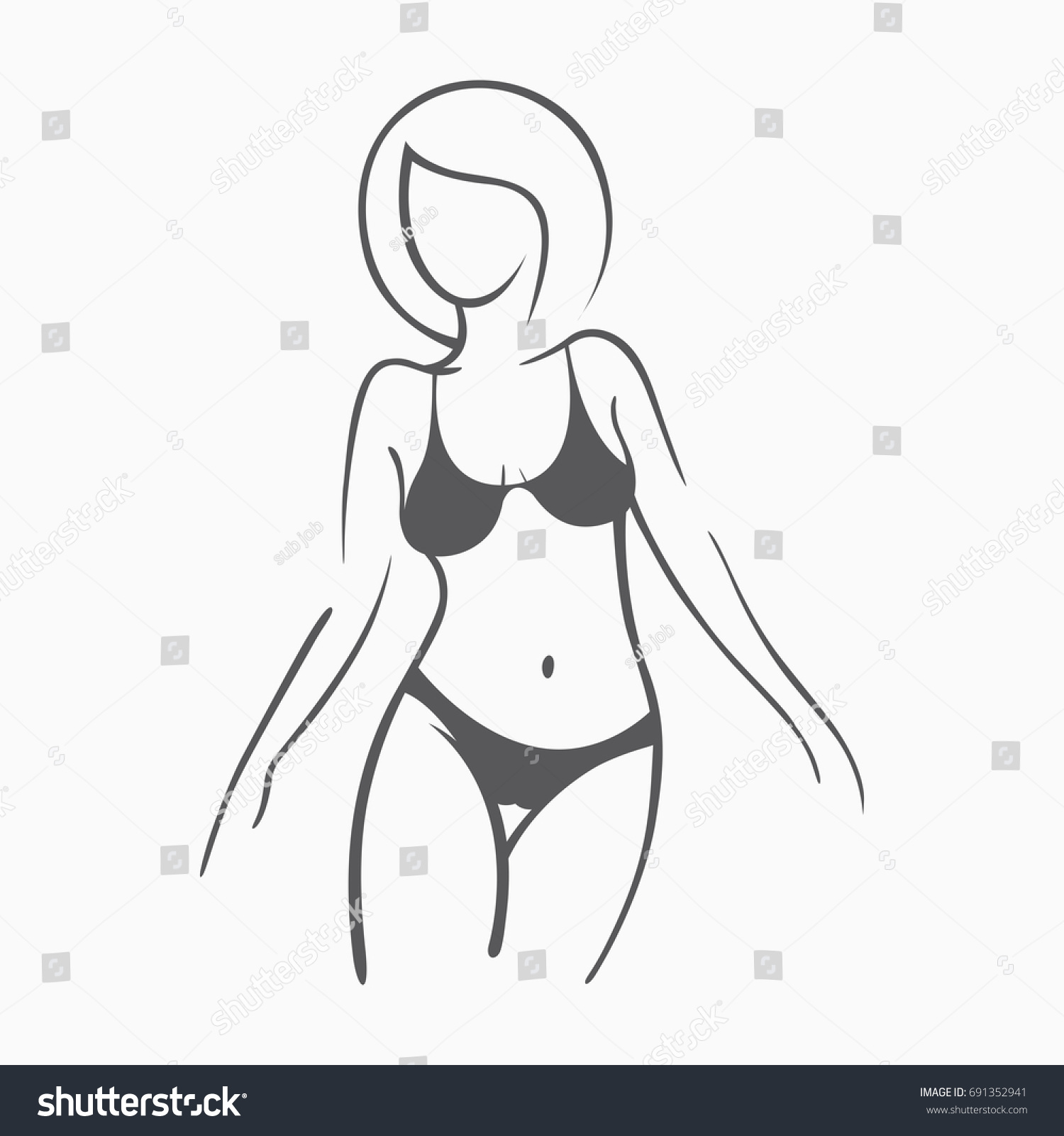 Vektor Stok Sexy Fitness Naked Girl Chic Figure Tanpa Royalti Shutterstock