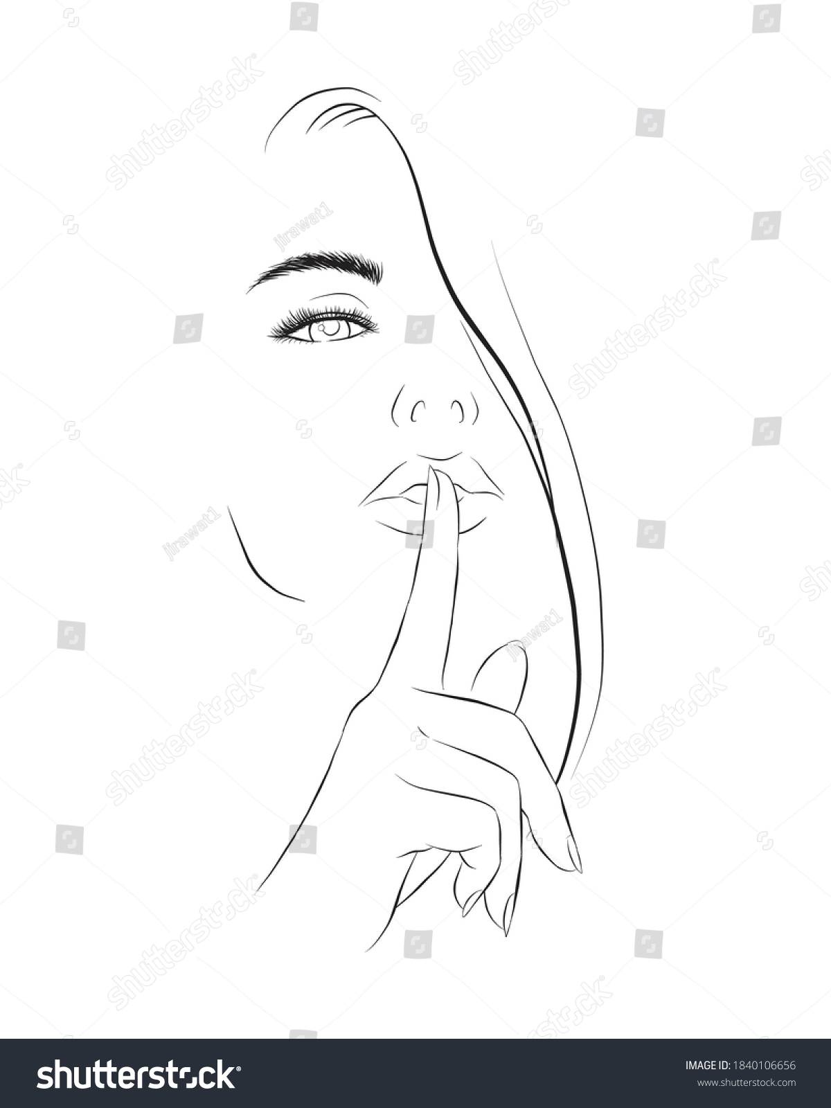 Sexy Girl Making Quiet Gesture Vector Stock Vector (Royalty Free ...