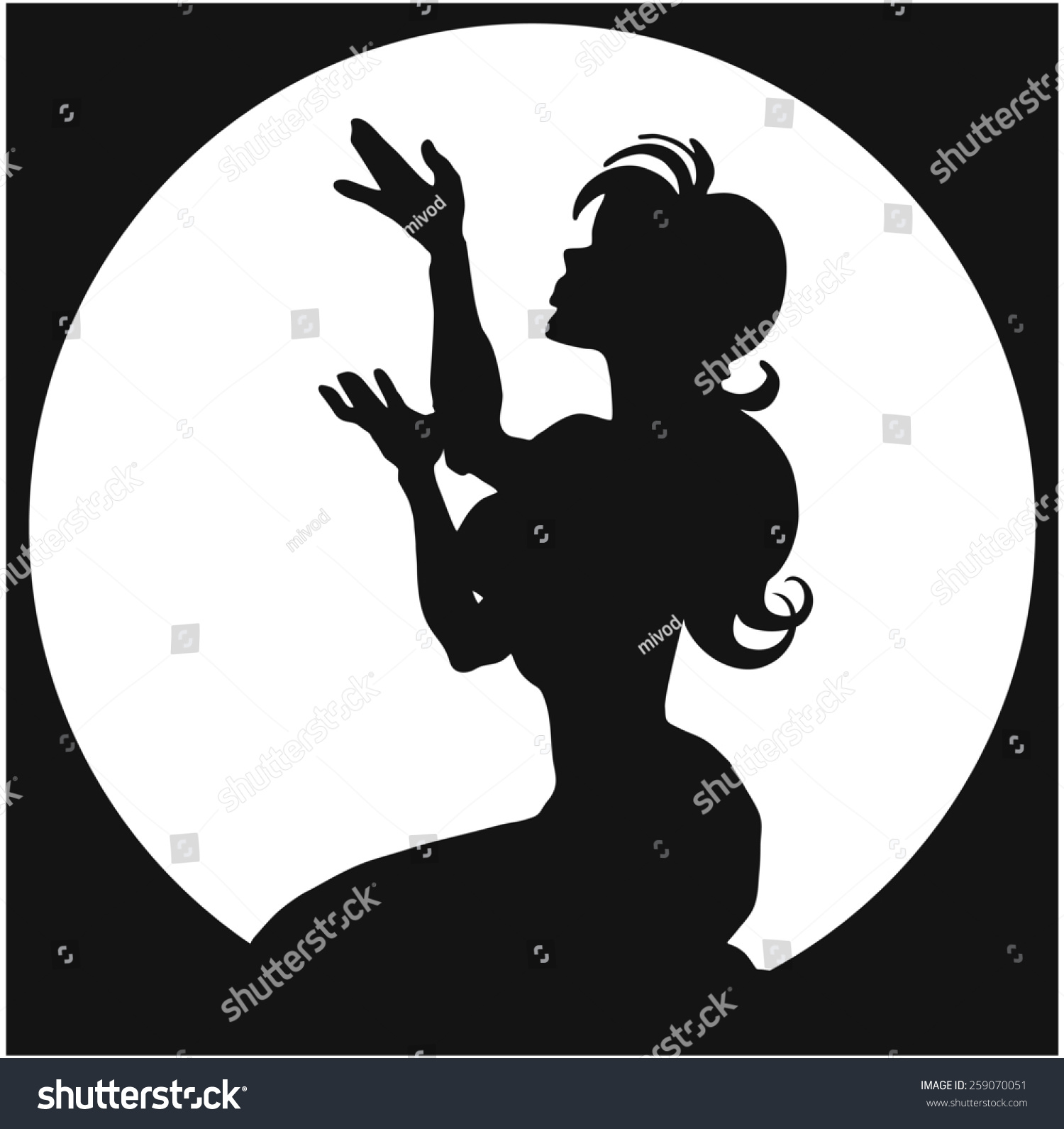 Sexy Girl On Knees Silhouette Vector เวกเตอร์สต็อก ปลอดค่าลิขสิทธิ์ 259070051 