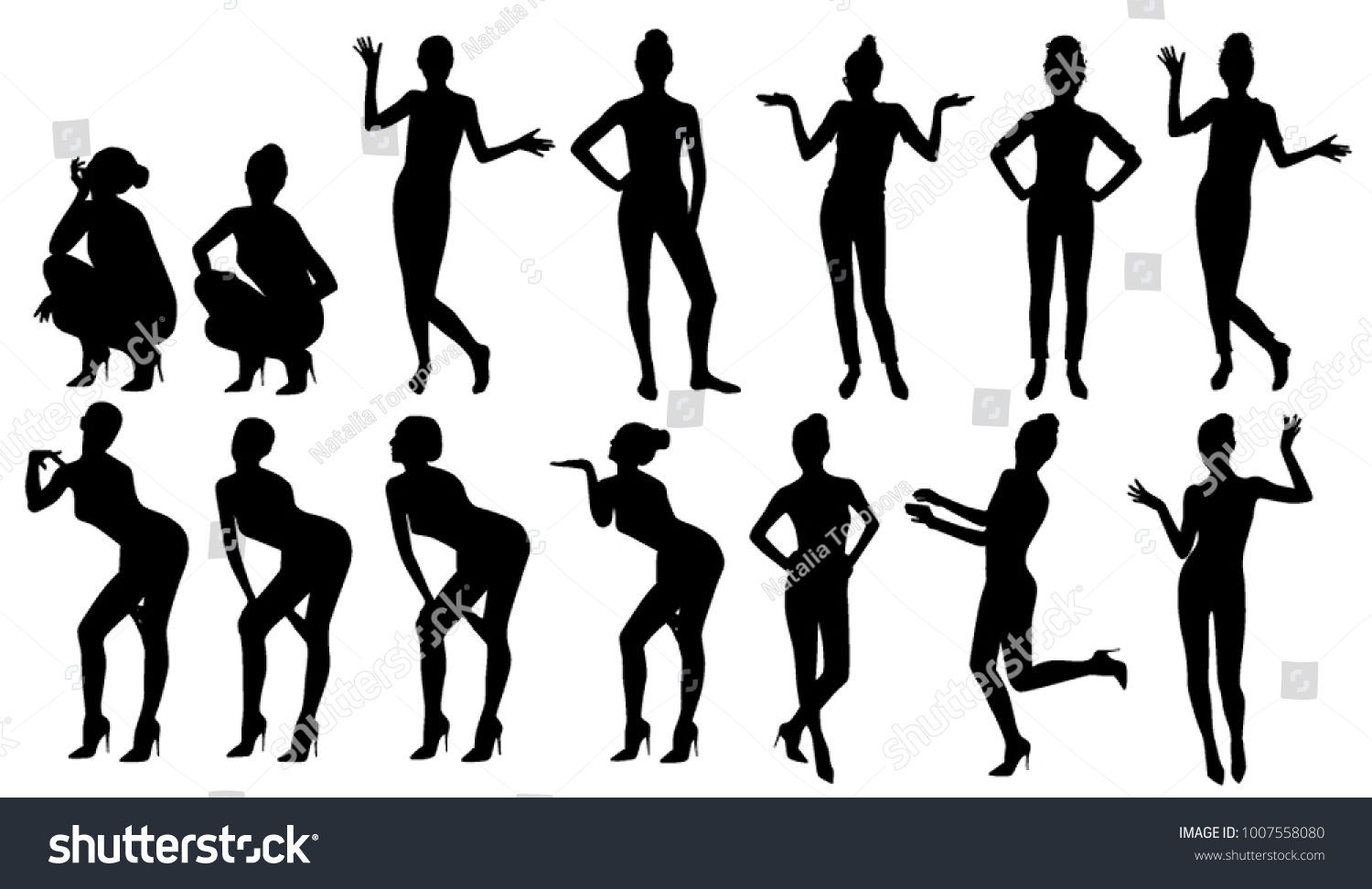 Sexy Girl Posing Vector Black Silhouette Vector Có Sẵn Miễn Phí Bản