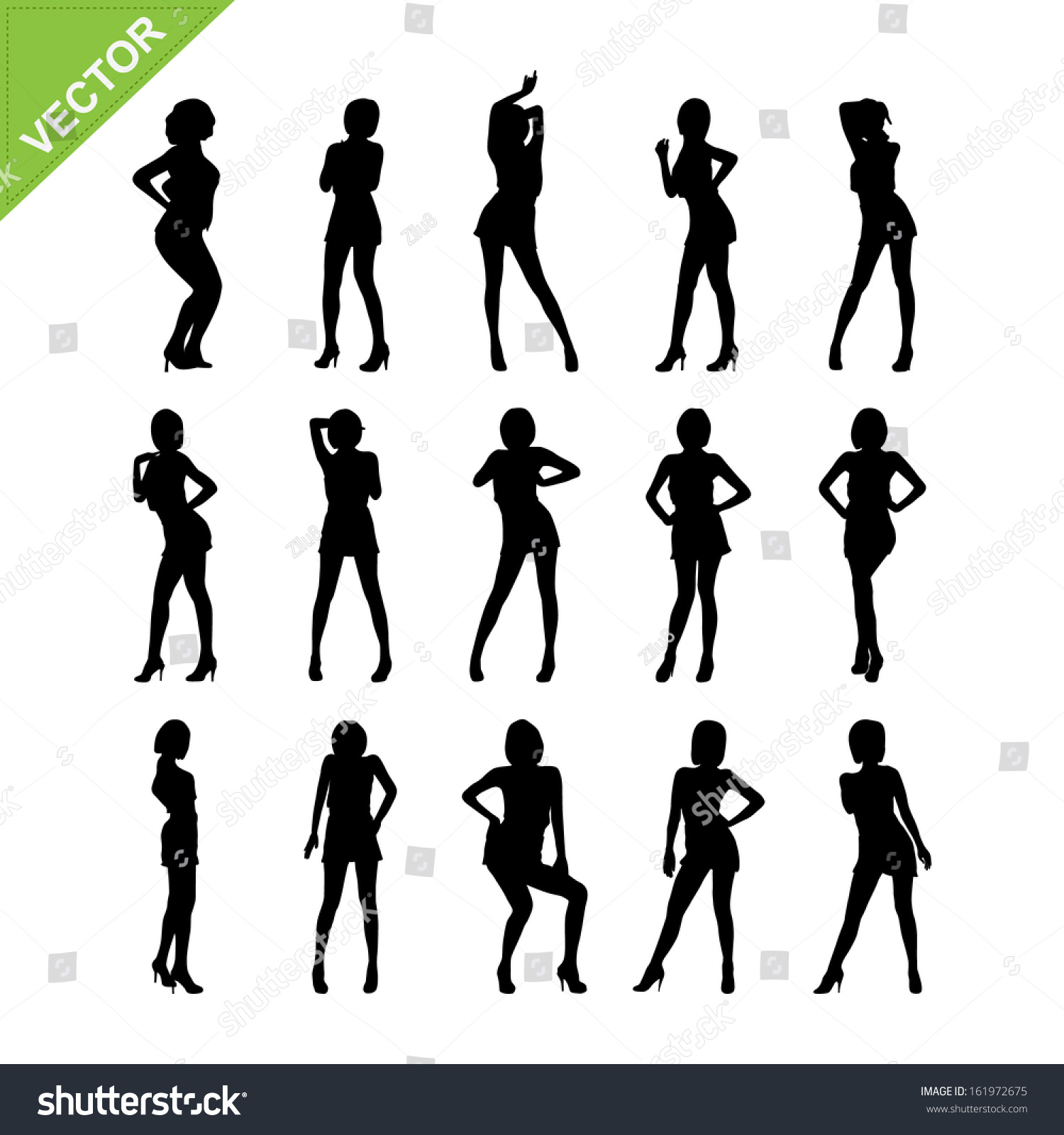 Vektor Stok Sexy Lady Dancing Silhouettes Vector Set Tanpa Royalti 161972675 Shutterstock 9961