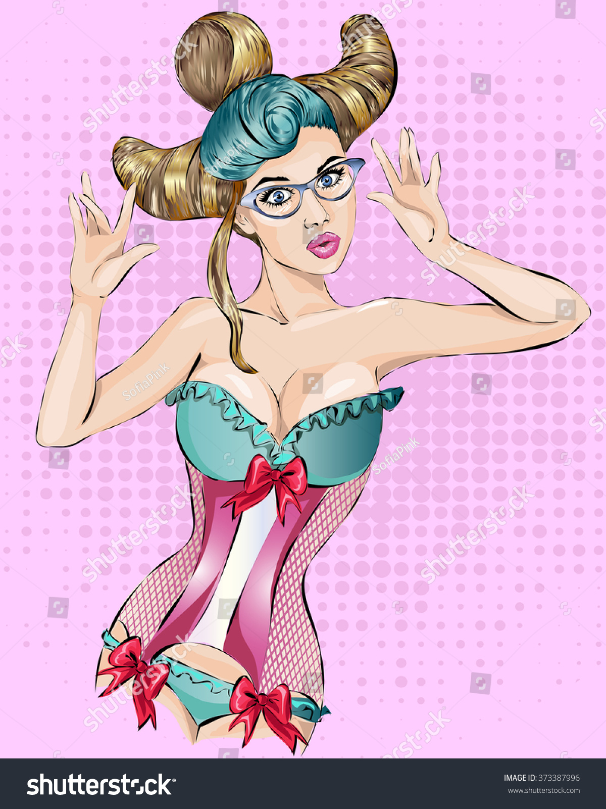 Sexy Pinup Girl Lingerie Vector Illustration Stock Vector Royalty Free 373387996 Shutterstock