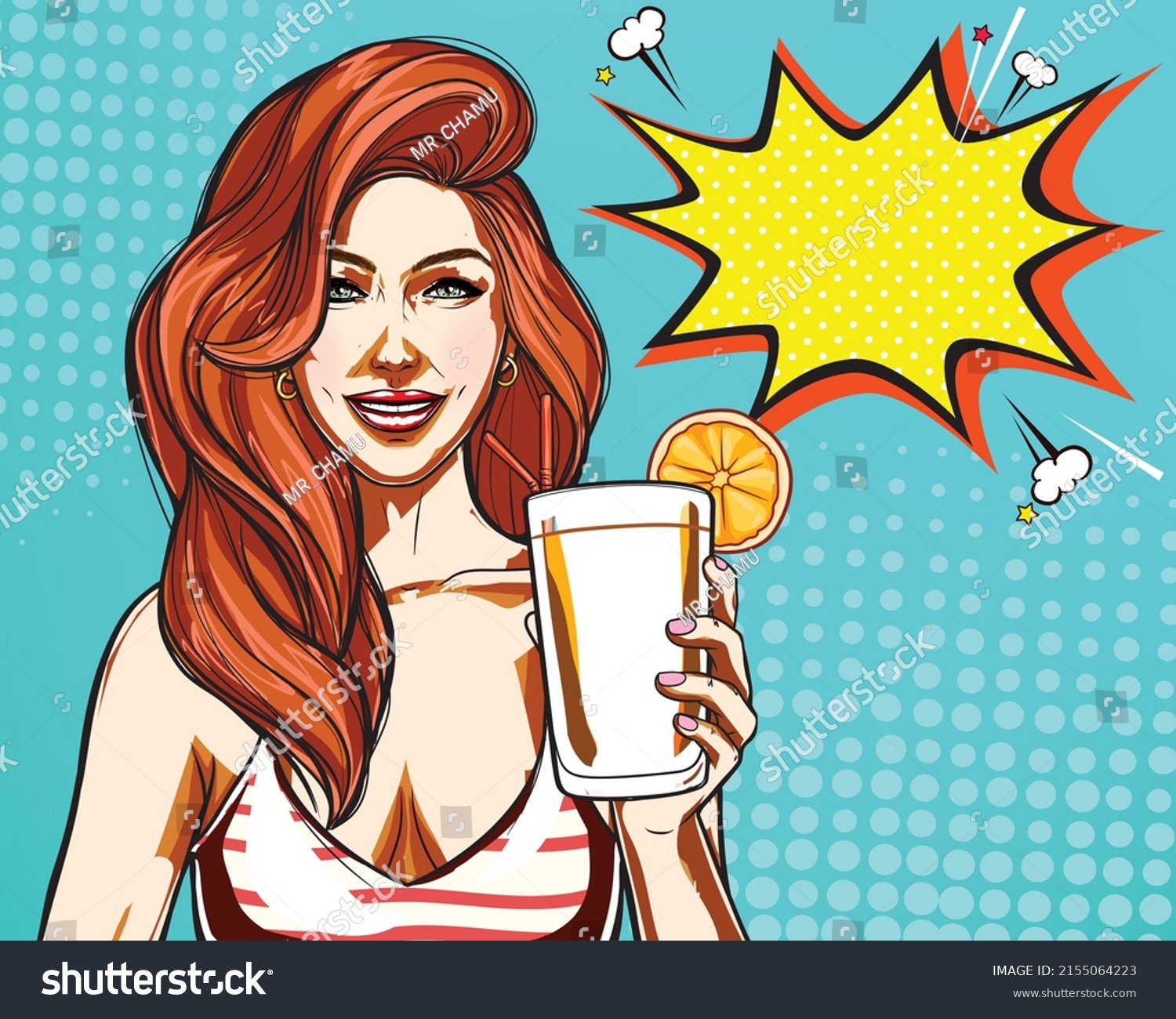 Sexy Pop Art Girl Red Hair Stock Vector (Royalty Free) 2155064223 ...