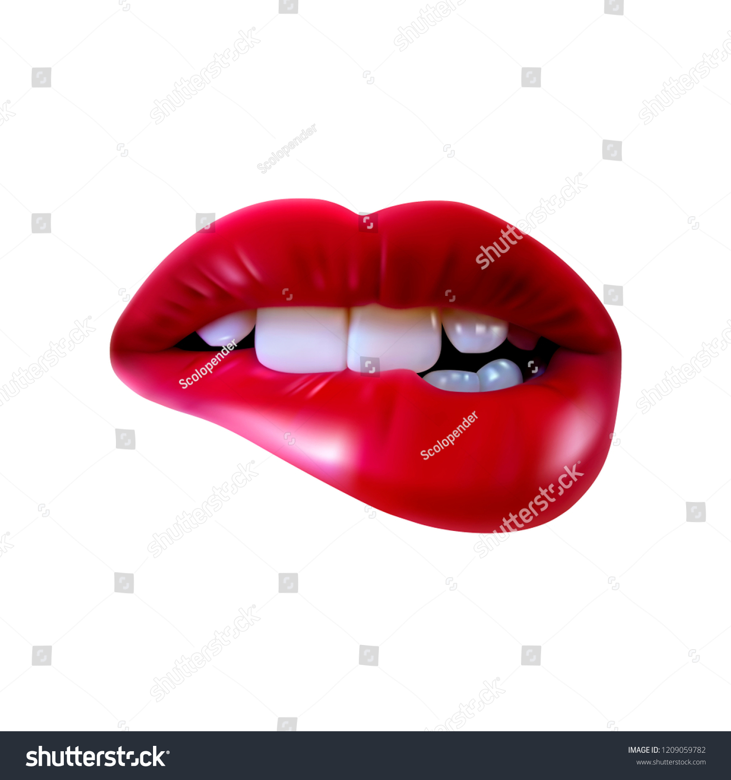 Sexy Red Lips Bite Ones Lip Stock Vector Royalty Free 1209059782 8668