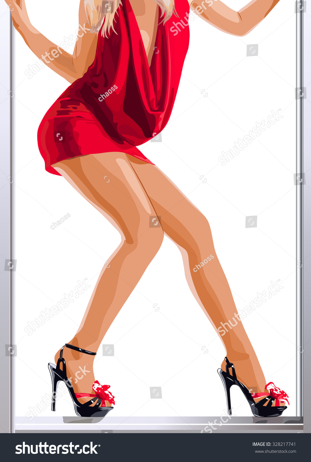 Vektor Stok Sexy Slim Woman Legs Red Dress Tanpa Royalti 328217741 Shutterstock 