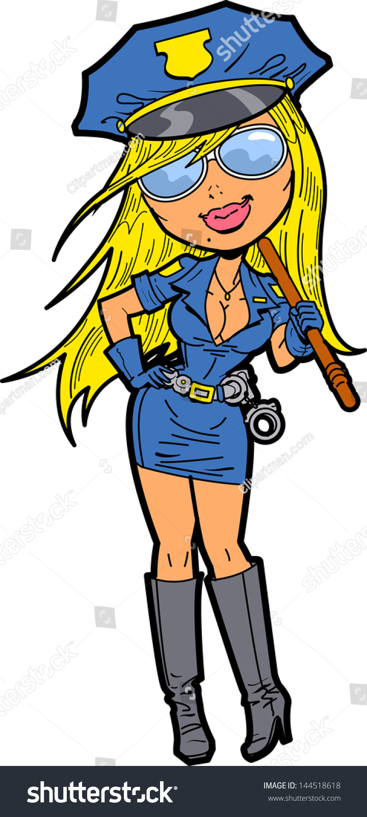 Sexy Smiling Blonde Female Police Officer Stock Vector Royalty Free