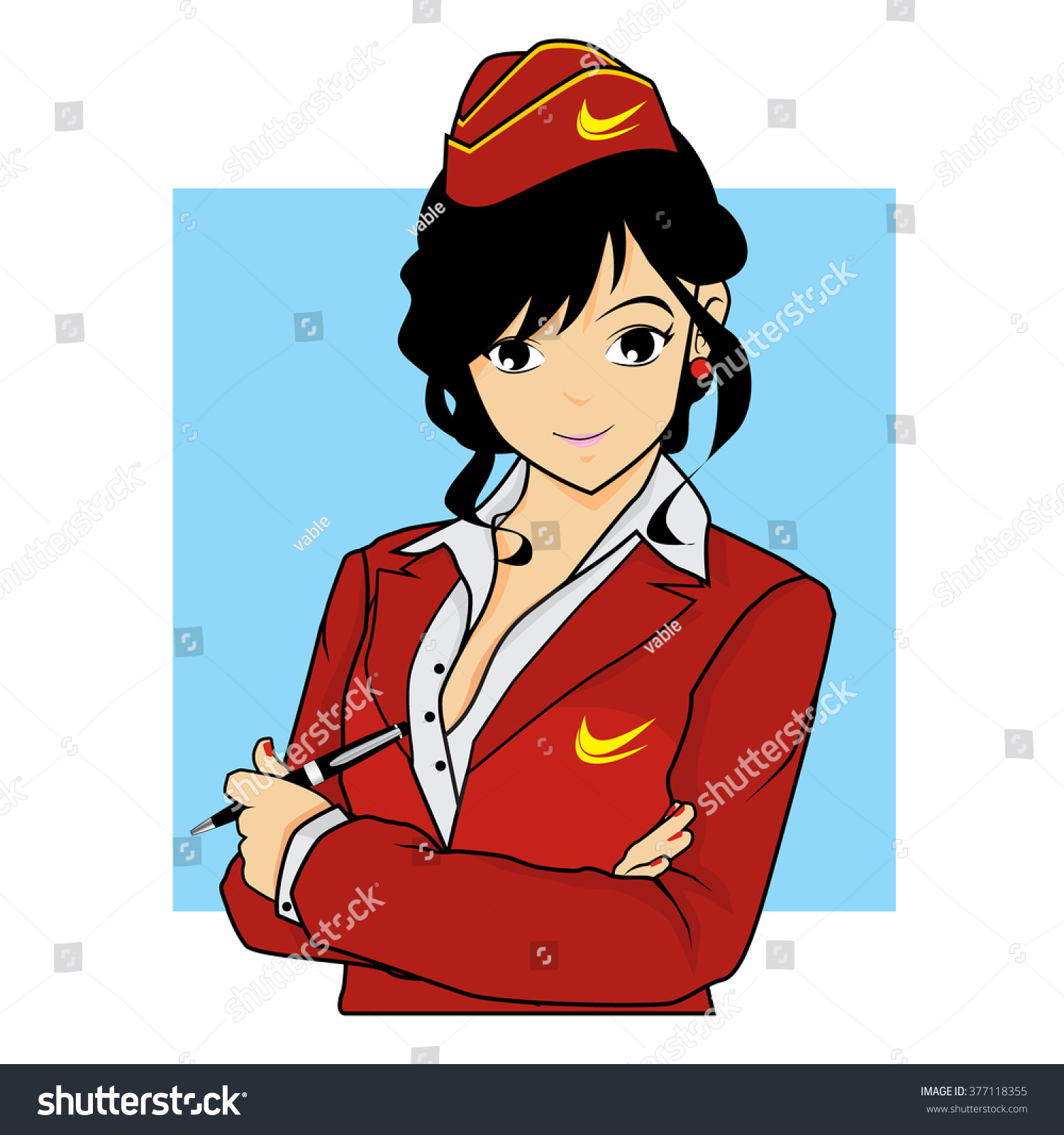 Vektor Stok Sexy Stewardess Tanpa Royalti 377118355 Shutterstock 8092