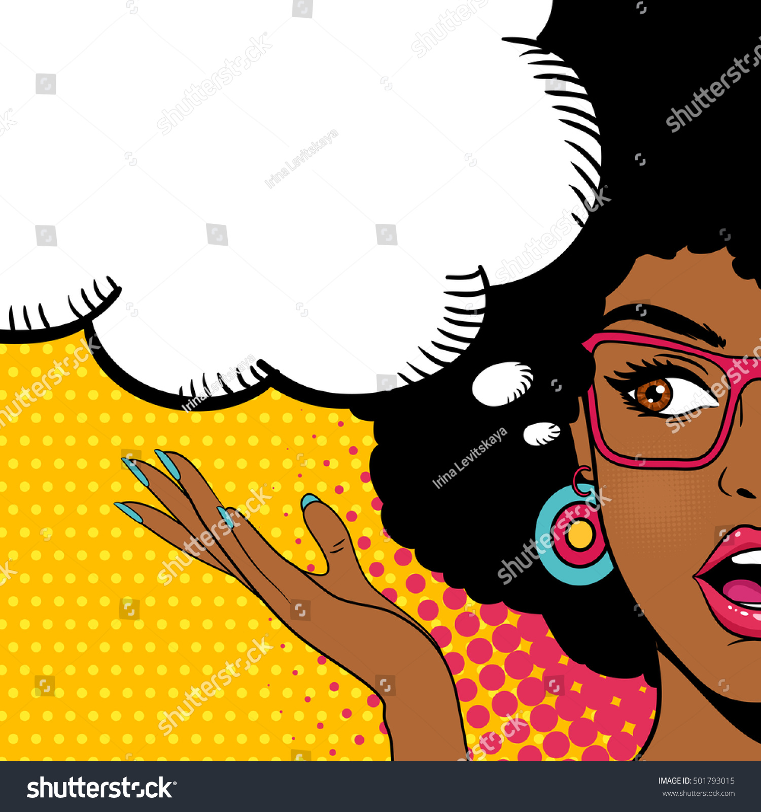 Sexy Surpreendido Afro Americano Mulher Olhando Vetor Stock Livre De Direitos