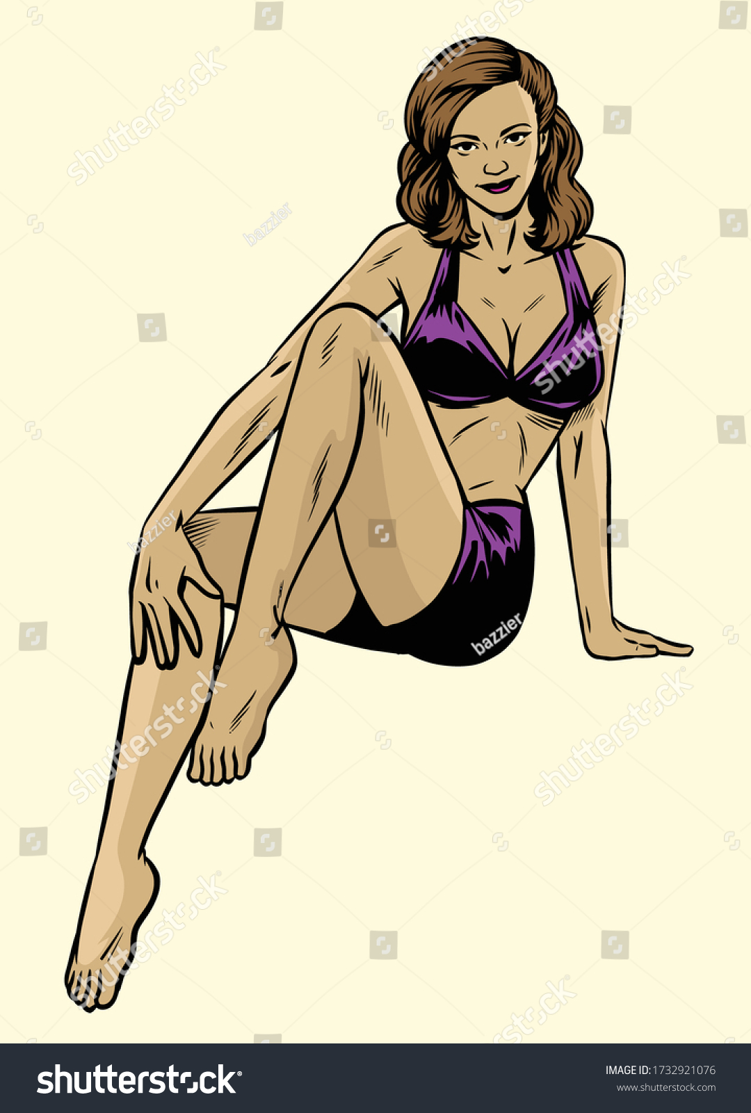 Sexy Vintage Pinup Girl Wearing Swim Stock Vector Royalty Free 1732921076 Shutterstock 7816