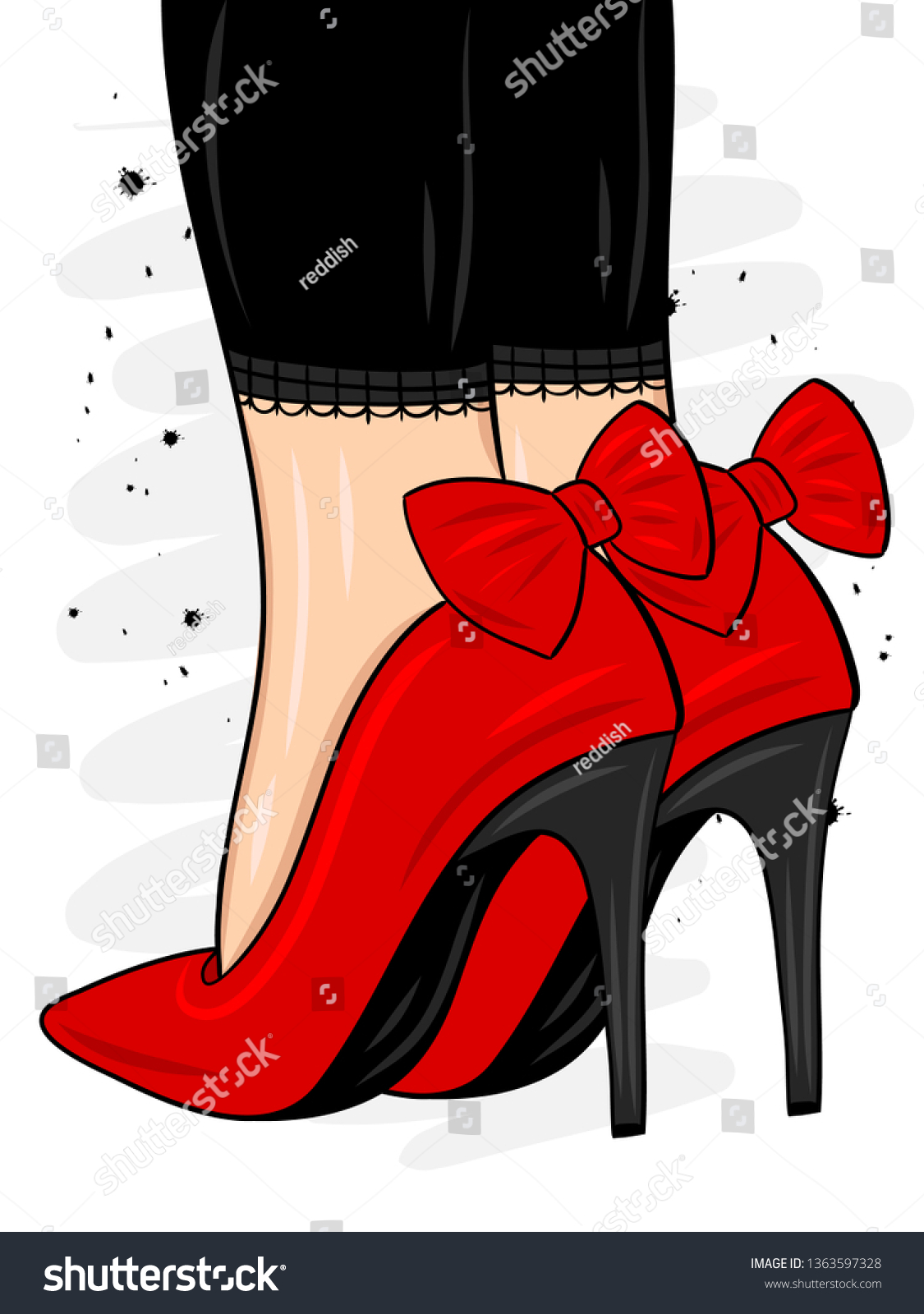 Sexy Legs Elegant Red High Heels Stock Vector (Royalty Free) 1363597328 ...