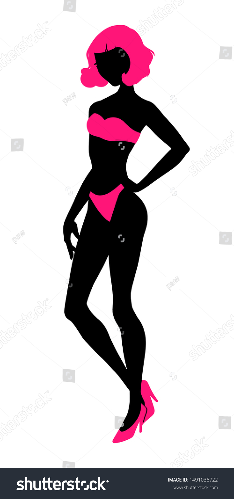 Sexy Woman Silhouette Underwear Club Burlesque Stock Vector Royalty Free 1491036722 Shutterstock 9119