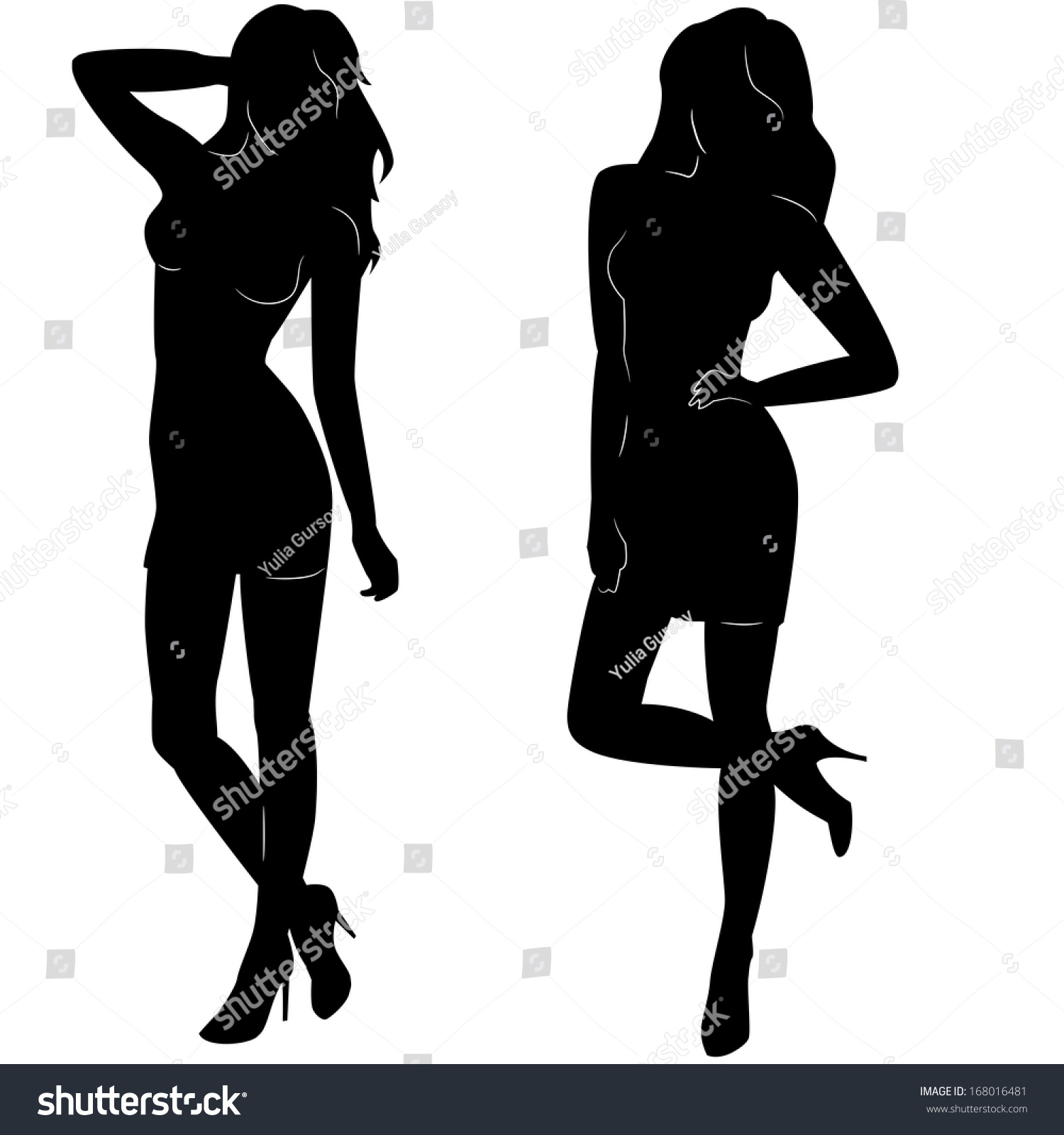 Sexy Woman Silhouettes Short Dresses Stock Vector 168016481 Shutterstock