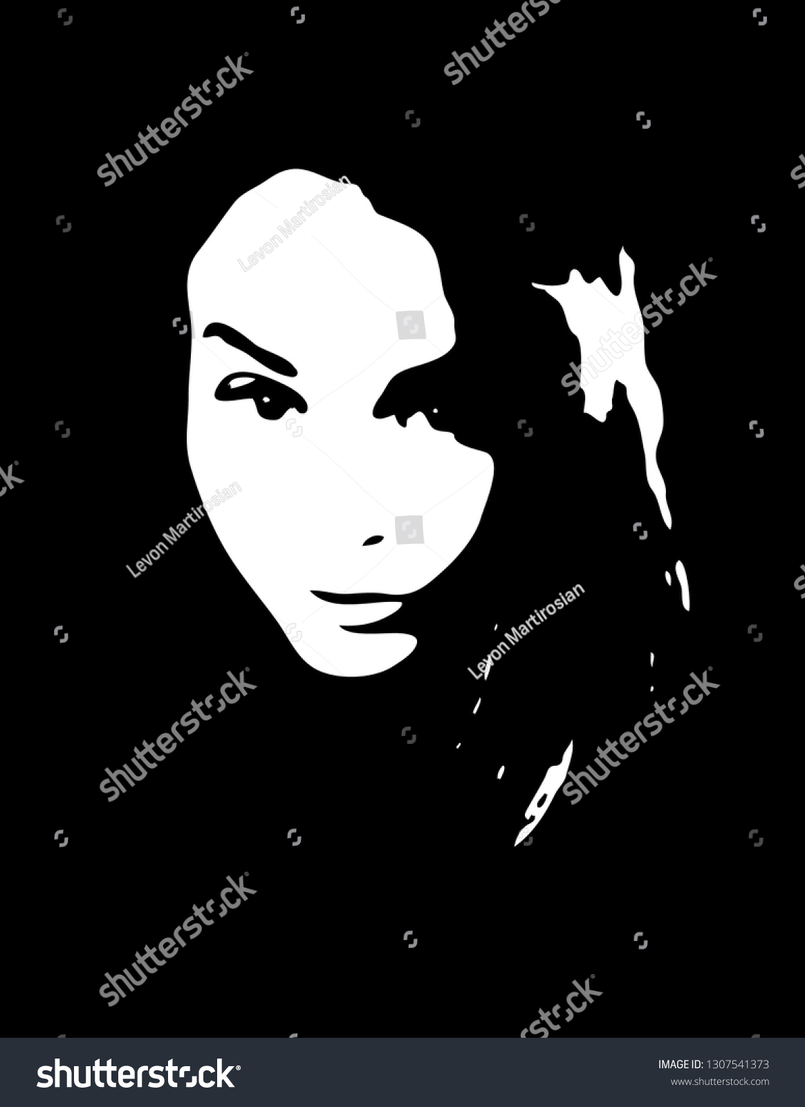 Sexy Young Woman Graffiti Stencil Face Stock Vector Royalty Free 1307541373 Shutterstock 6123