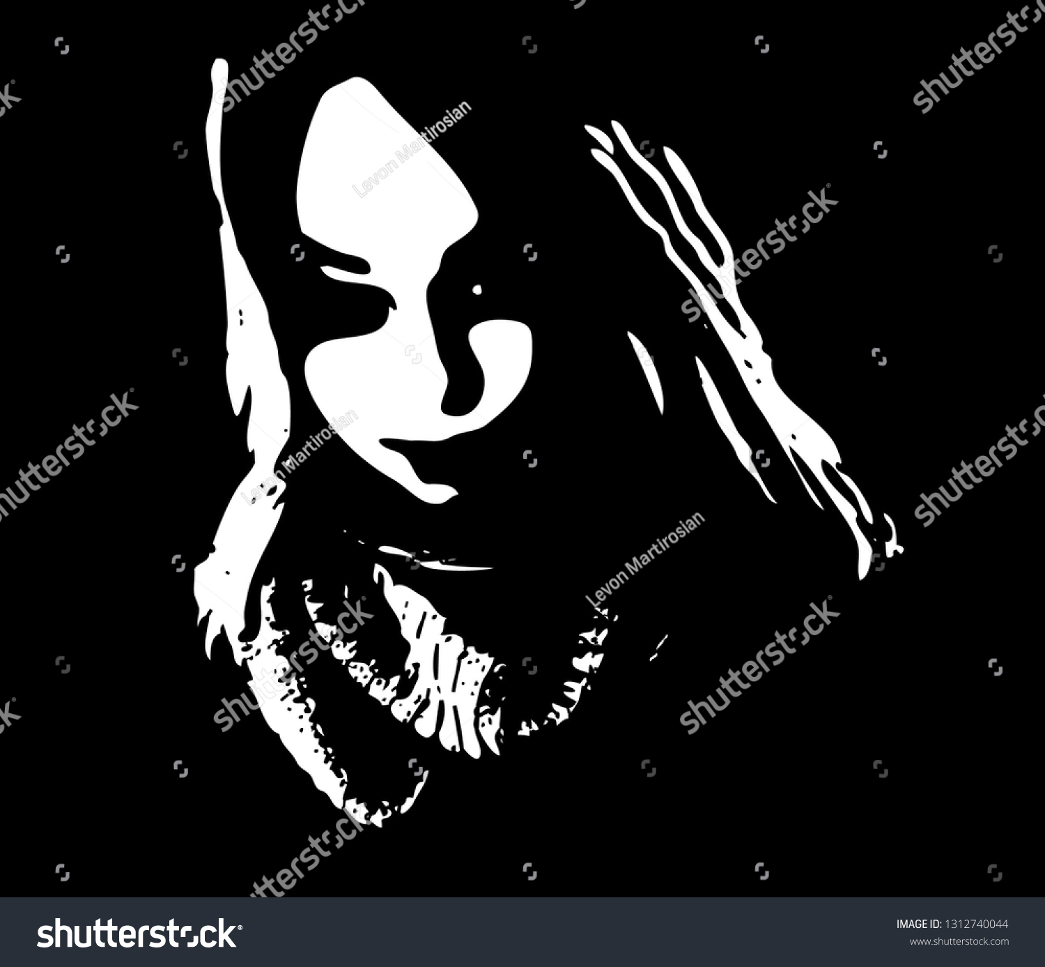 Sexy Young Woman Graffiti Stencil Face Stock Vector Royalty Free 1312740044 8444