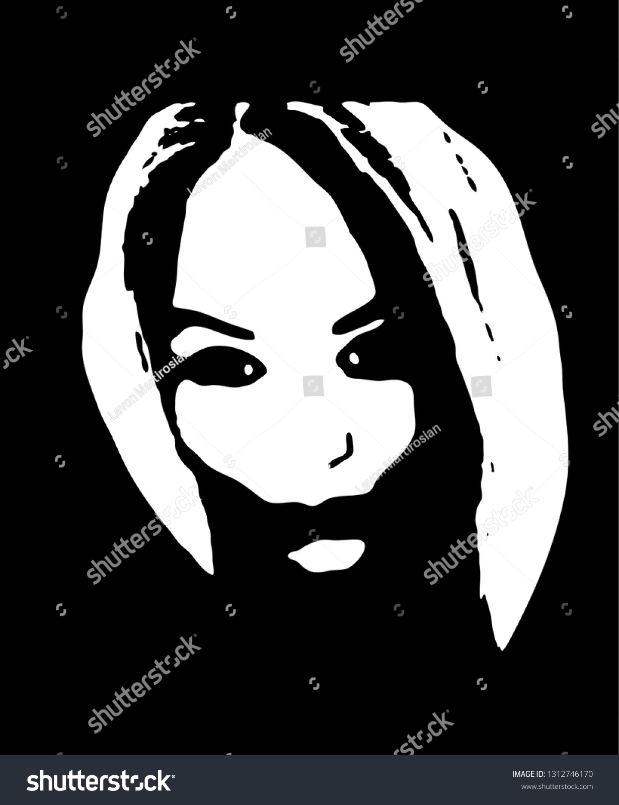 Vektor Stok Sexy Young Woman Graffiti Stencil Face Tanpa Royalti 1312746170 Shutterstock 0970