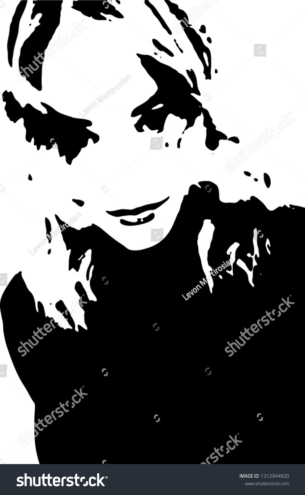 Sexy Young Woman Graffiti Stencil Face Stock Vector Royalty Free 1312944920 1055