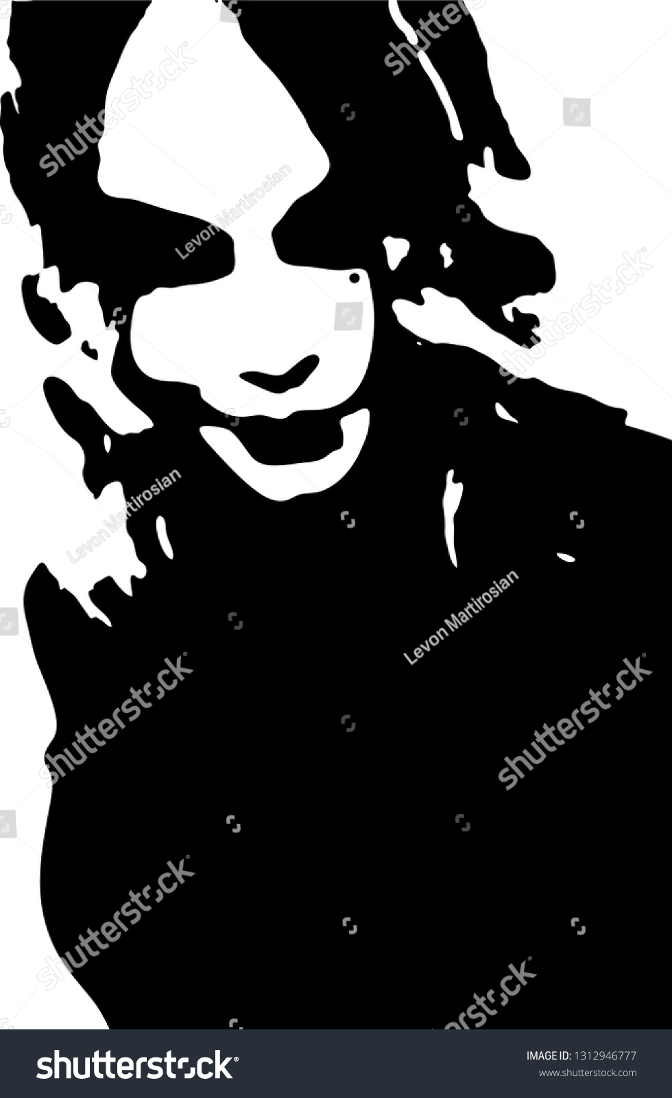 Sexy Young Woman Graffiti Stencil Face 스톡 벡터로열티 프리 1312946777 Shutterstock 0054