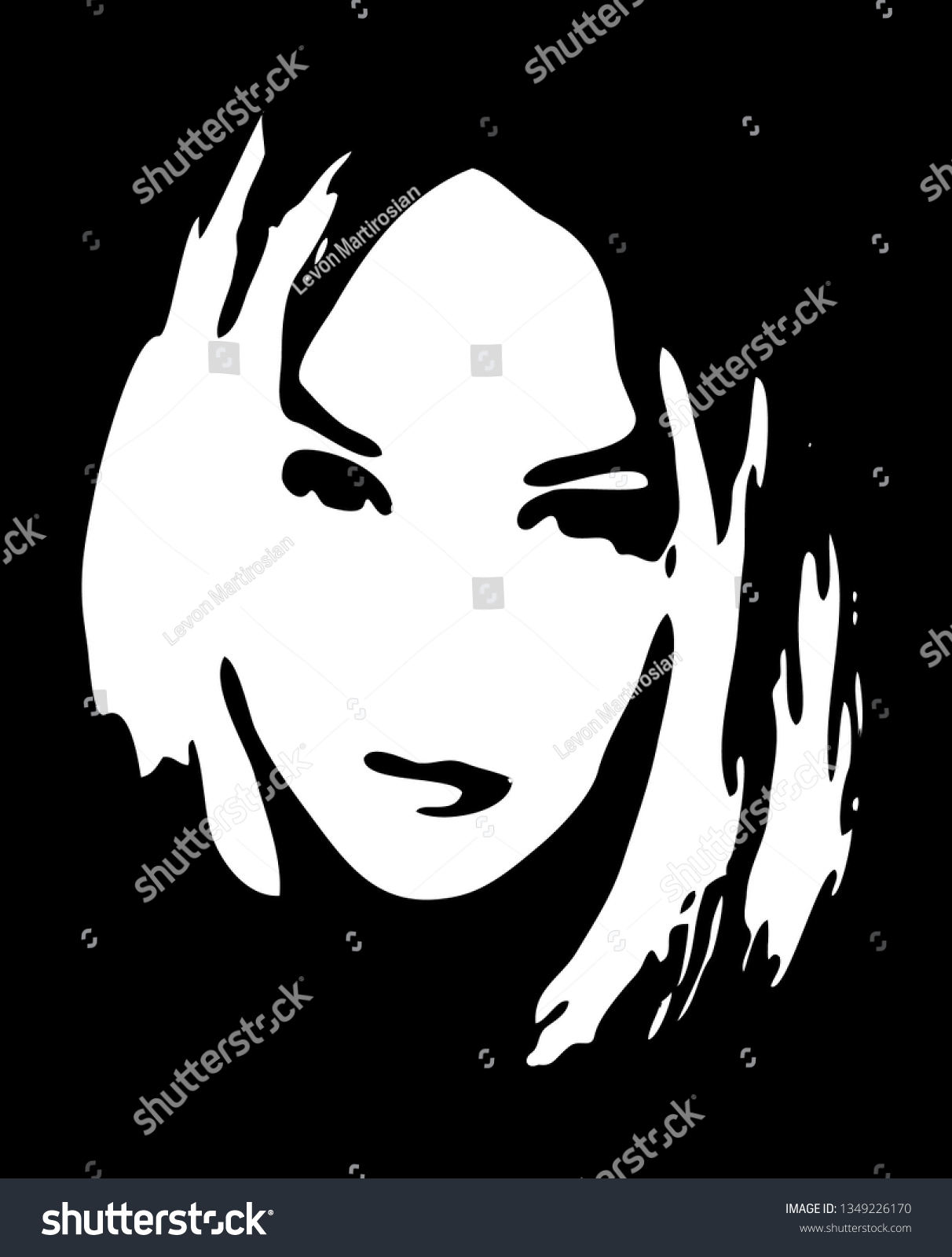 Sexy Young Woman Graffiti Stencil Face 스톡 벡터로열티 프리 1349226170 Shutterstock 3443