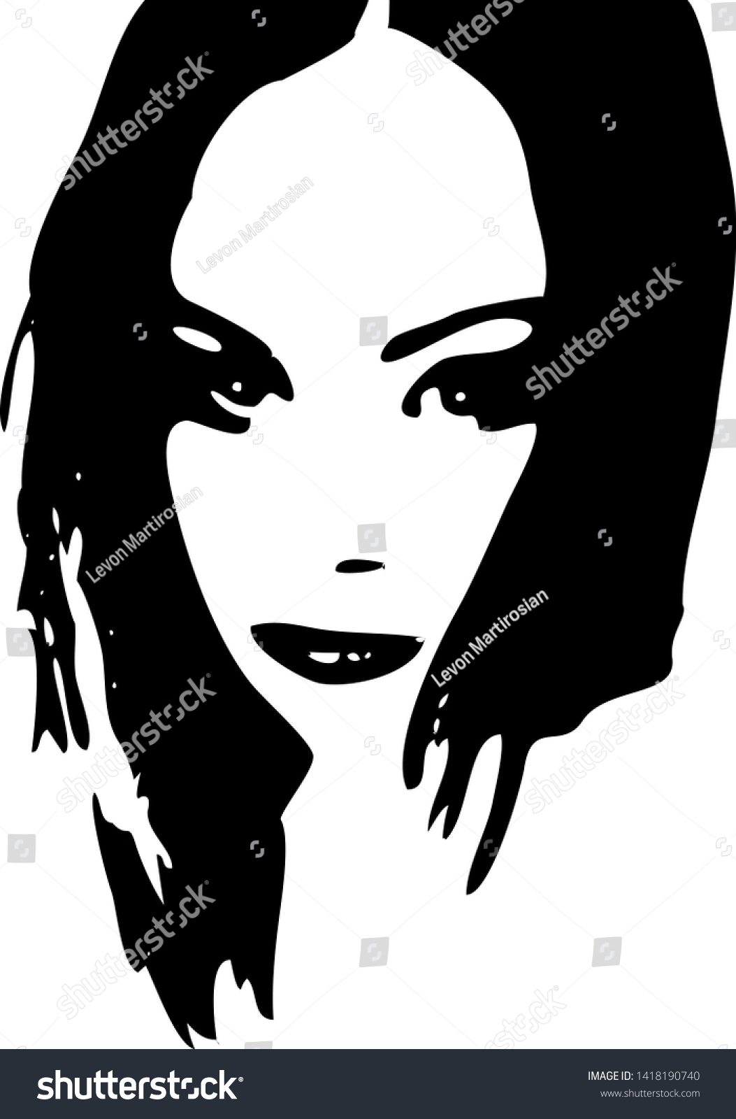 Sexy Young Woman Graffiti Stencil Face Stock Vector Royalty Free 1418190740 3610