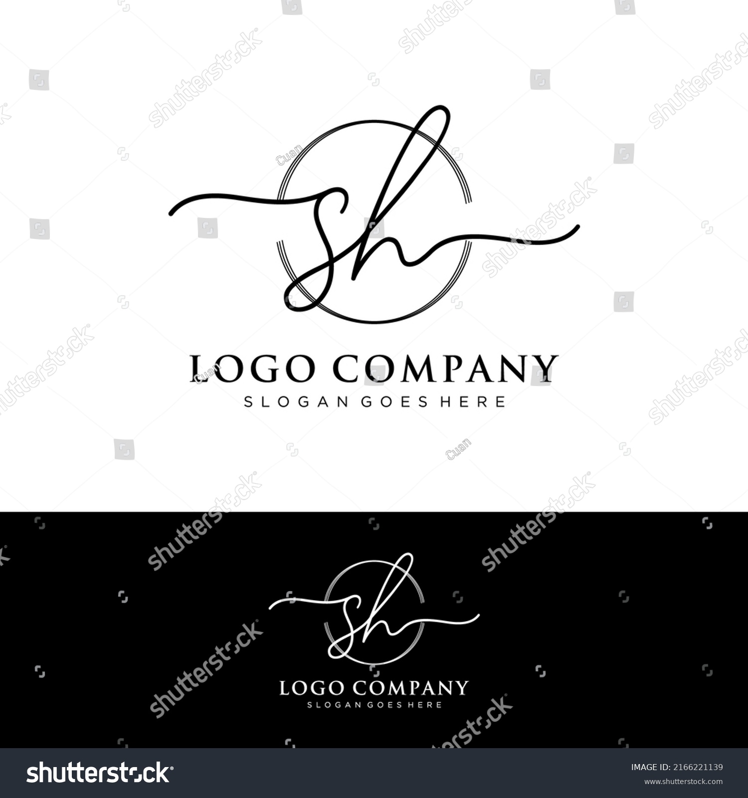 Sh Initial Letters Handwriting Signature Logo Stock Vector (Royalty ...