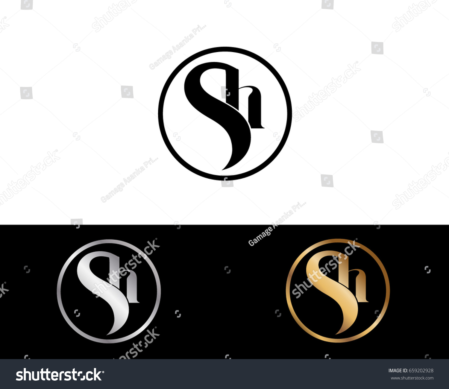  Sh Text Gold Black Silver Modern Stock Vector 659202928 