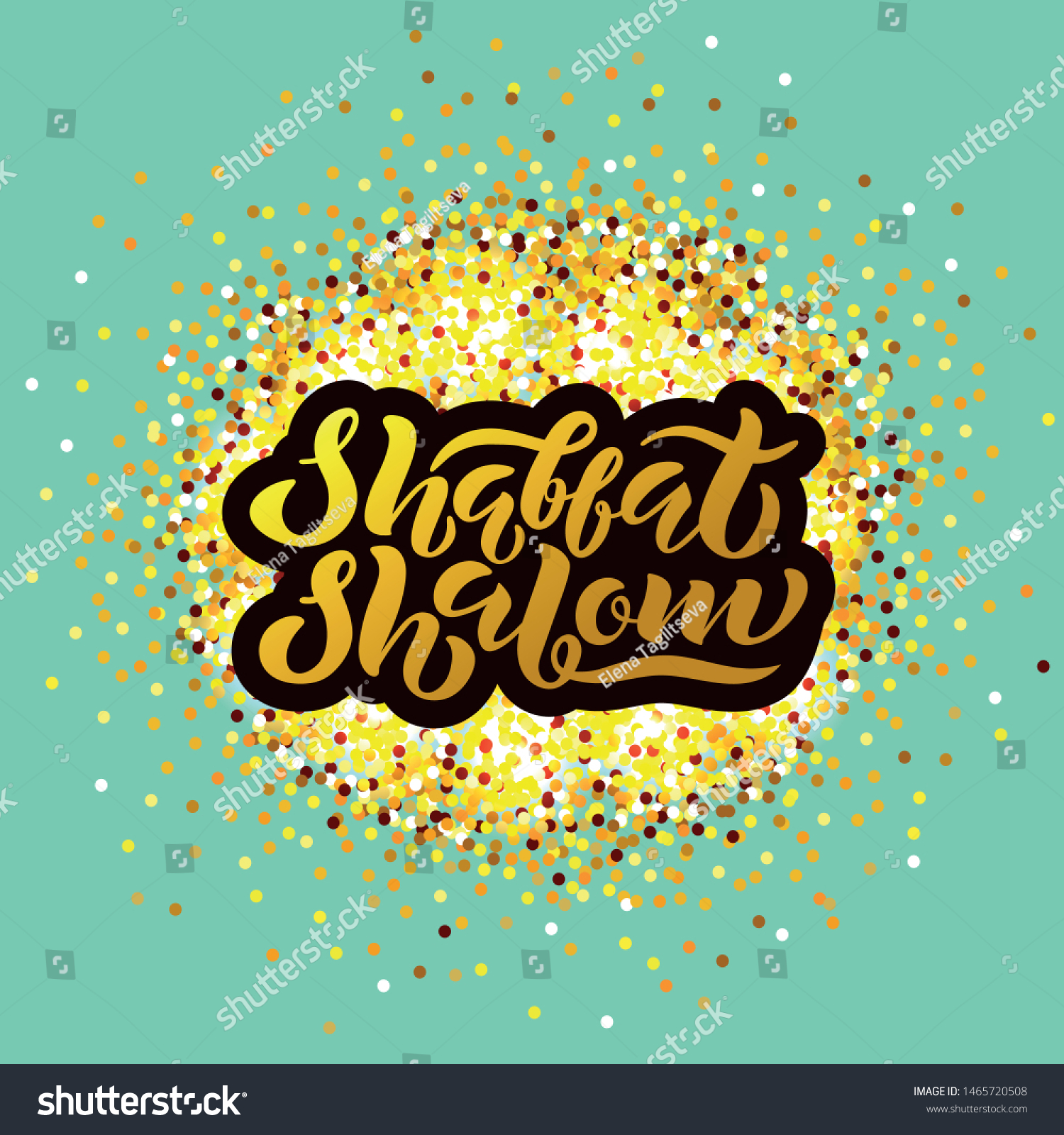 Shabbat Shalom Hand Lettering Golden Calligraphy Stock Vector Royalty Free 1465720508