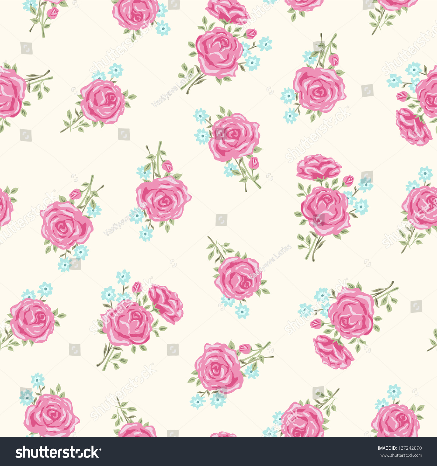 Shabby Chic Rose Pattern Floral Seamless Stock Vector 127242890