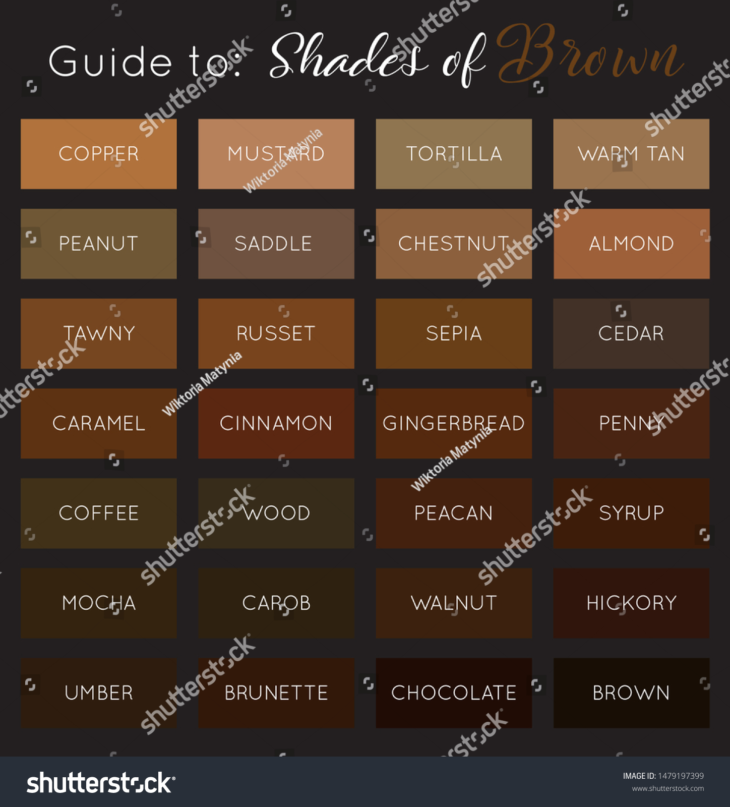 Shades Brown Vector Brown Color Palette Stock Vector Royalty Free 1479197399