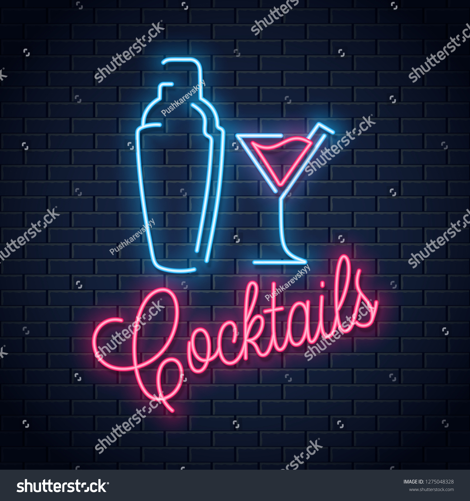 Shaker Neon Logo Cocktail Party Neon Stock Vector (Royalty Free ...